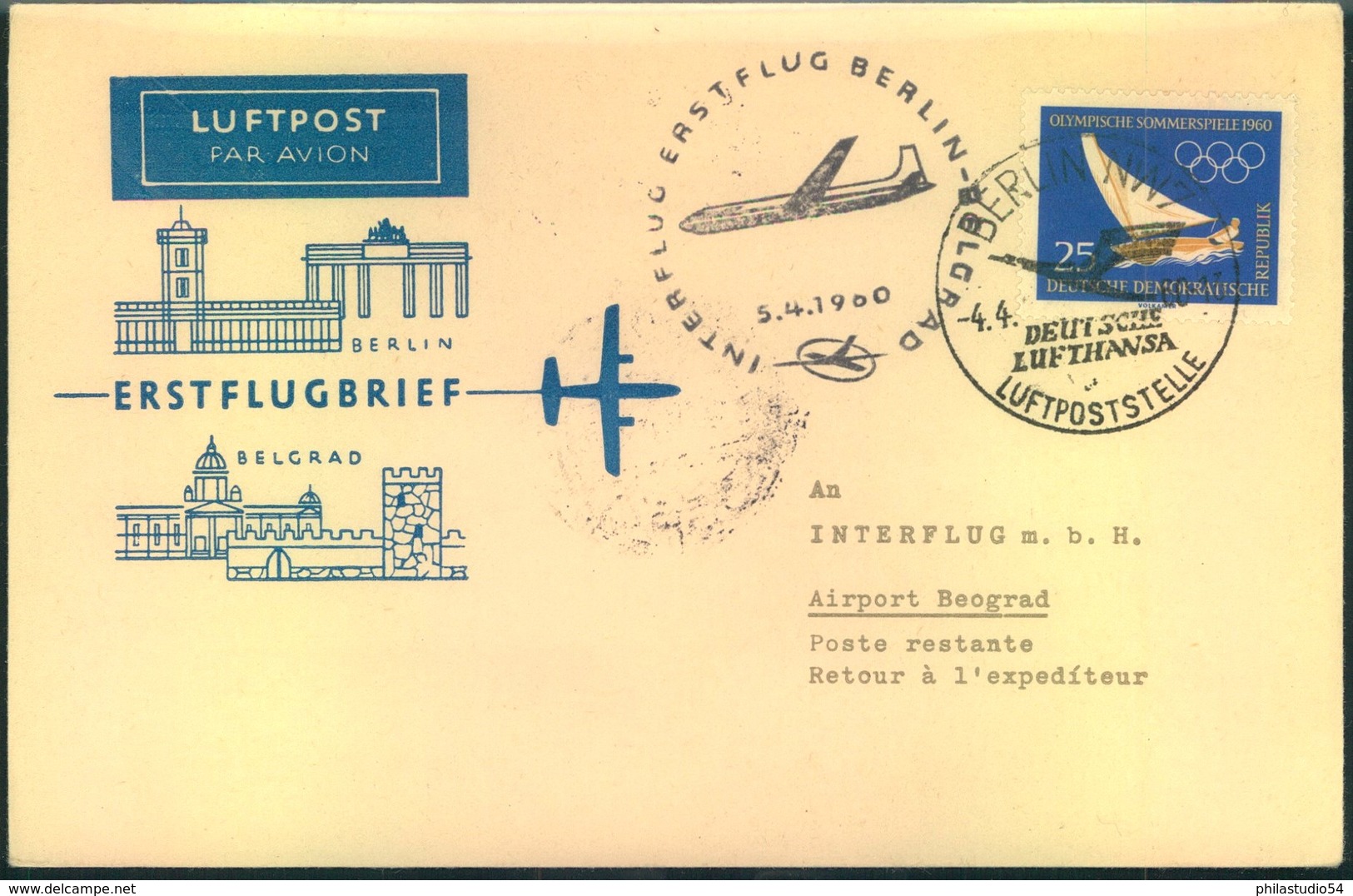 1960/1968, 11 Erstflugbelege Lufthansa/Interflug der DDR