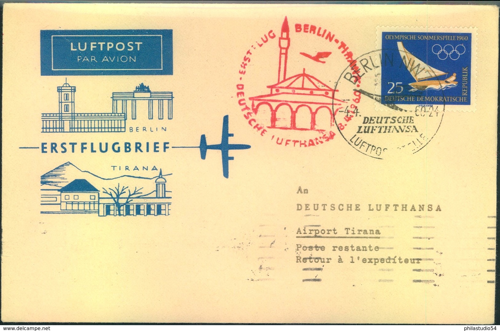 1960/1968, 11 Erstflugbelege Lufthansa/Interflug der DDR