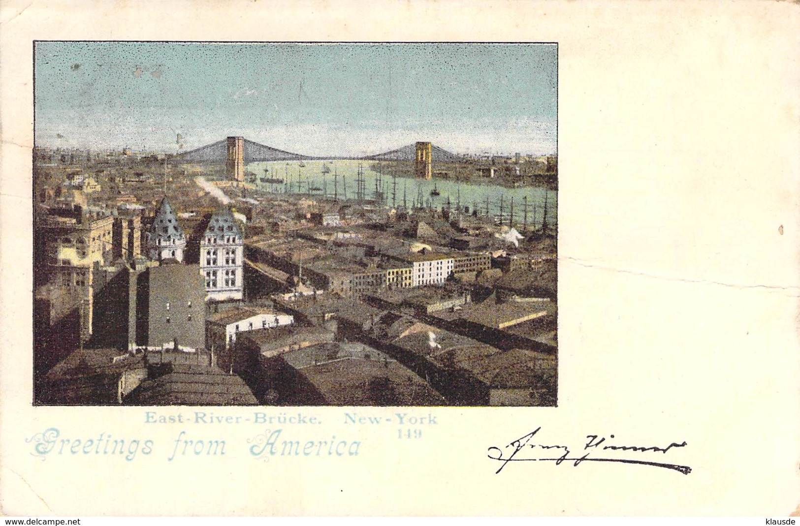 Greeetings From Amerika East River Brücke New York 1899 AKS - Gruss Aus.../ Grüsse Aus...