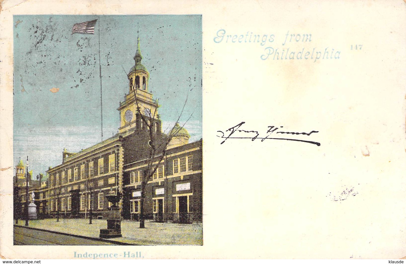 Greeetings Philadelphia Indepence-Hall1899 AKS - Gruss Aus.../ Grüsse Aus...