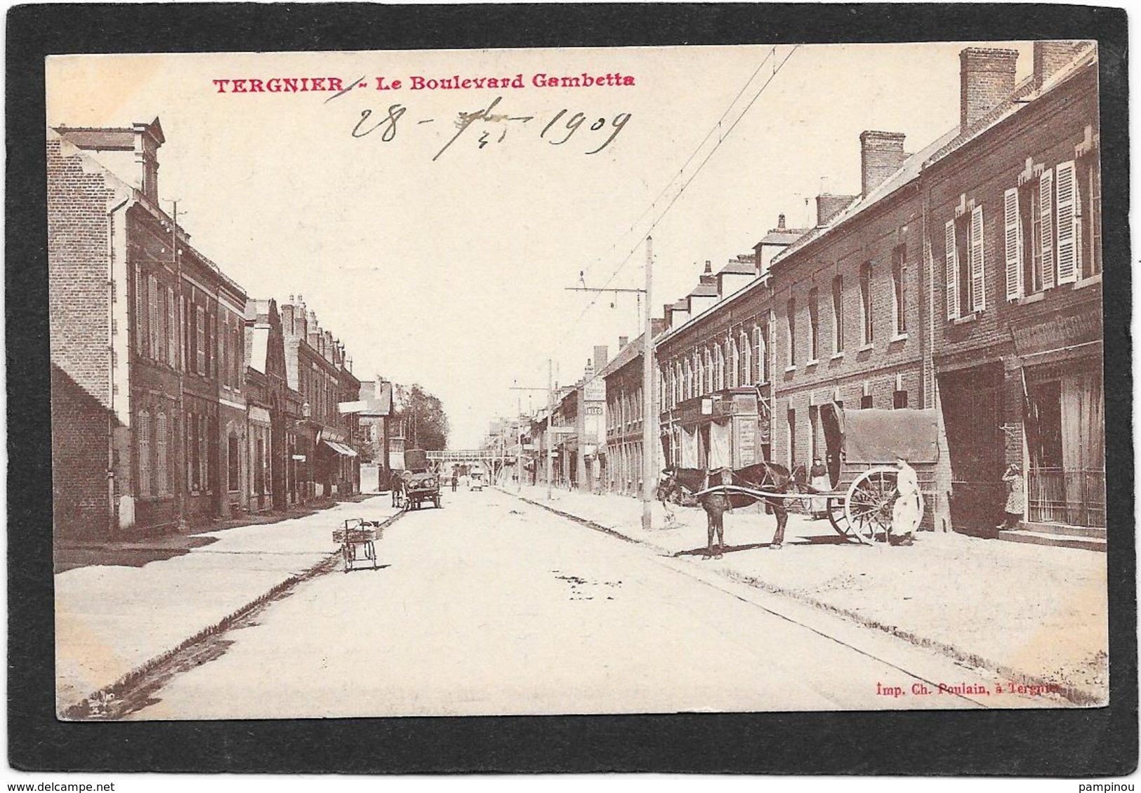 02 TERGNIER - Le Boulevard Gambetta - Attelage - Other & Unclassified