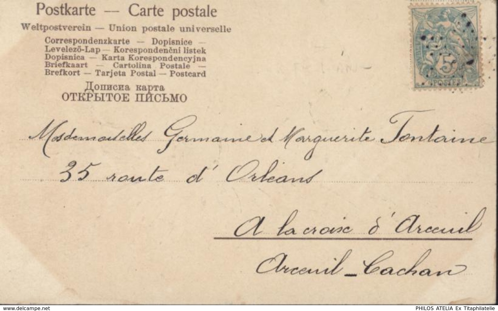 YT 111 Type Blanc CAD Oblitération Jour De L'an étoile Sur CPA Bonne Année - 1877-1920: Période Semi Moderne