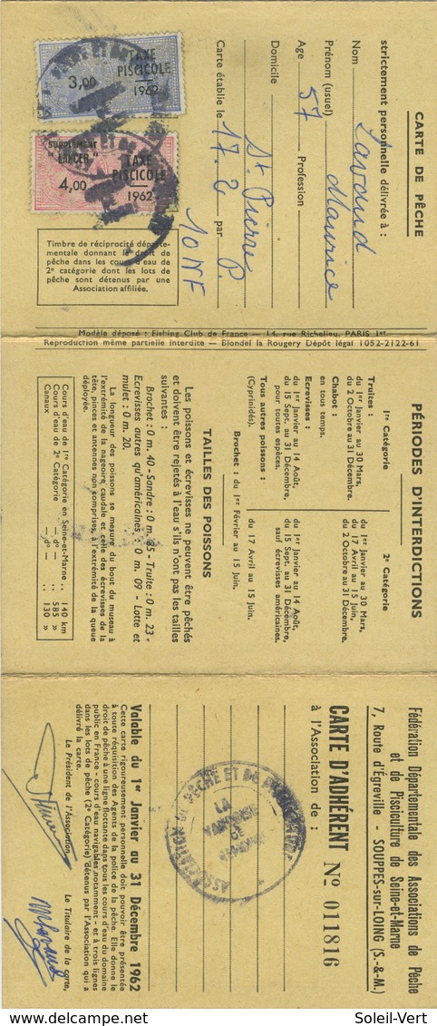 Carte Ancienne - NEMOURS - La Vandoise - Fédération De Pêche & Pisciculture à Souppes Sur Loing - 1962 - Seine Et Marne - Fischerei