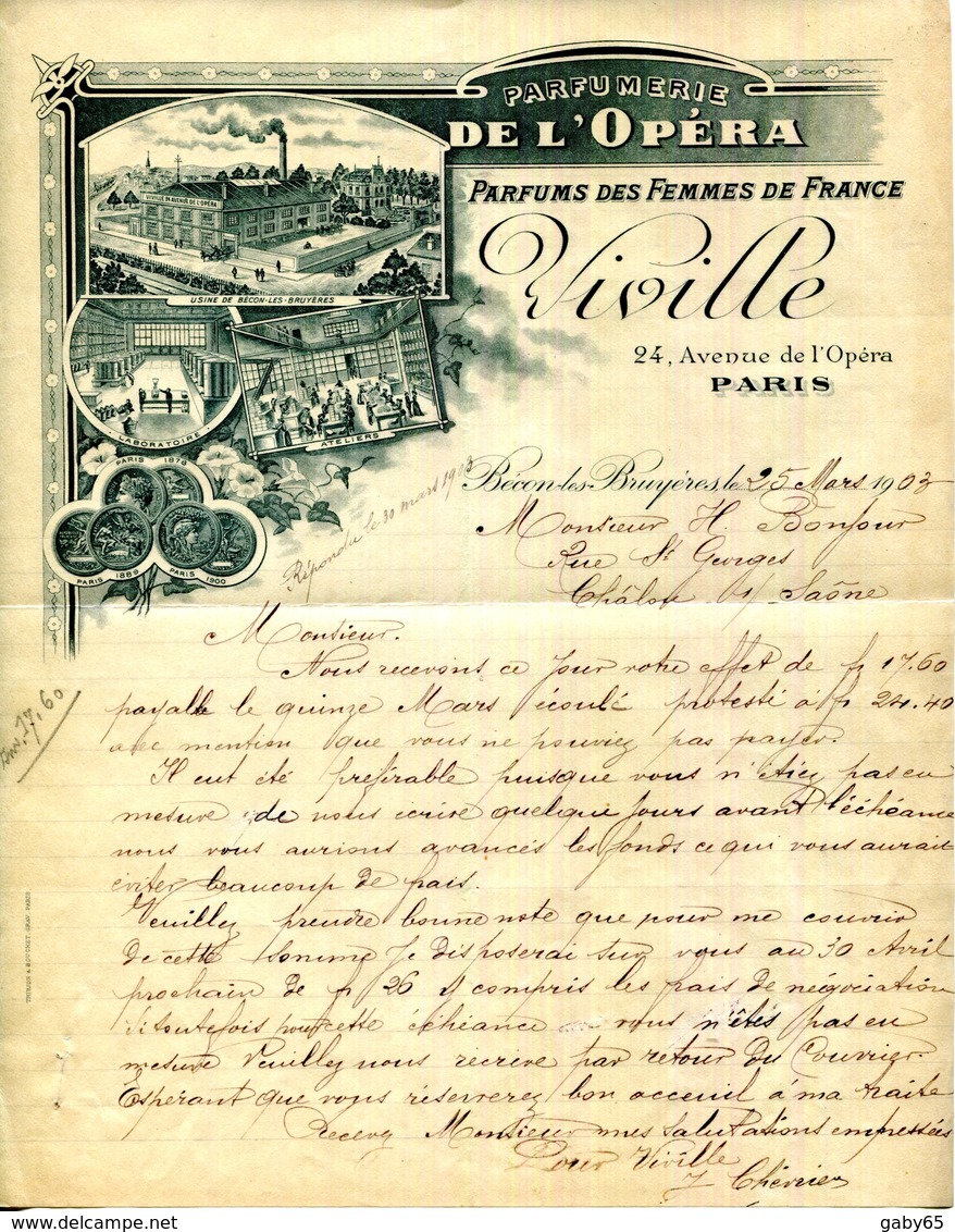 PARIS.PARFUMERIE DE L'OPERA.VIVILLE PARFUMS DES FEMMES DE FRANCE 24 AVENUE DE L'OPERA. - Droguerie & Parfumerie