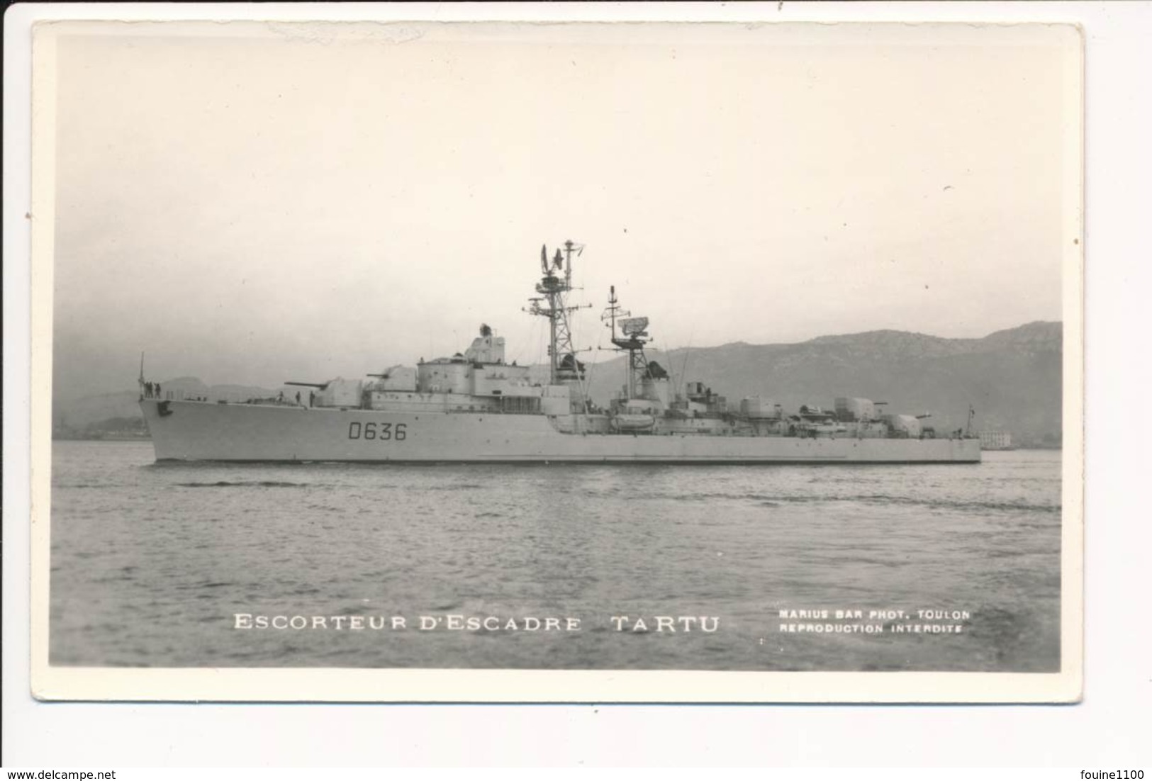 Carte De L' Escorteur D' Escadre TARTU ( Bateau De Guerre )( Format C.P.A ) La Cigale 21 Quai Stalingrad Toulon - Guerre