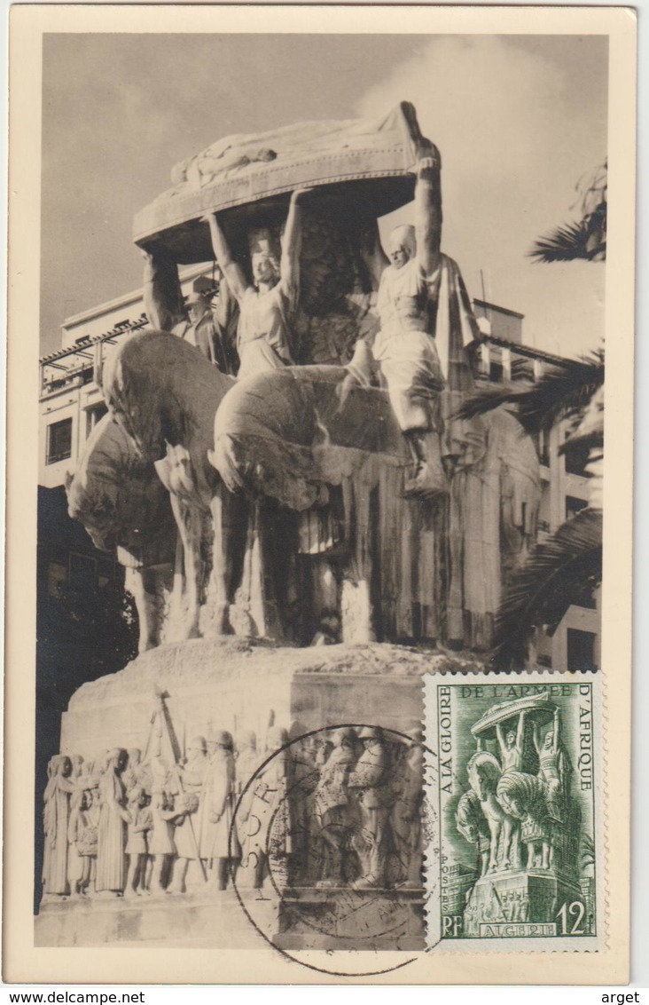 Carte-Maximum ALGERIE N° Yvert 295 (MONUMENT AUX MORTS) Obl Sp Ill 1er Jour - Cartes-maximum