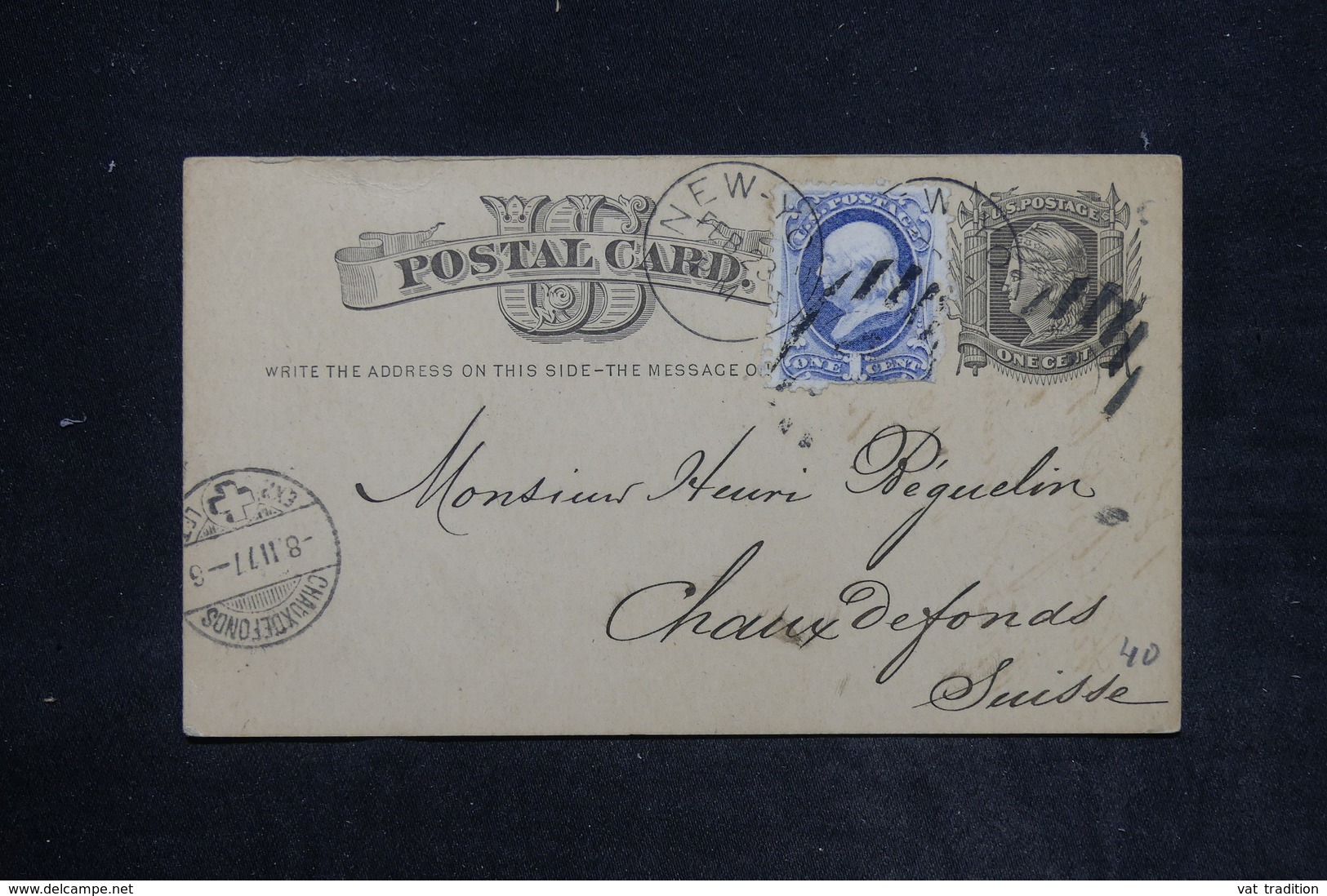 ETATS UNIS - Entier Postal + Complément De New York Pour La Suisse En 1877 - L 26155 - ...-1900