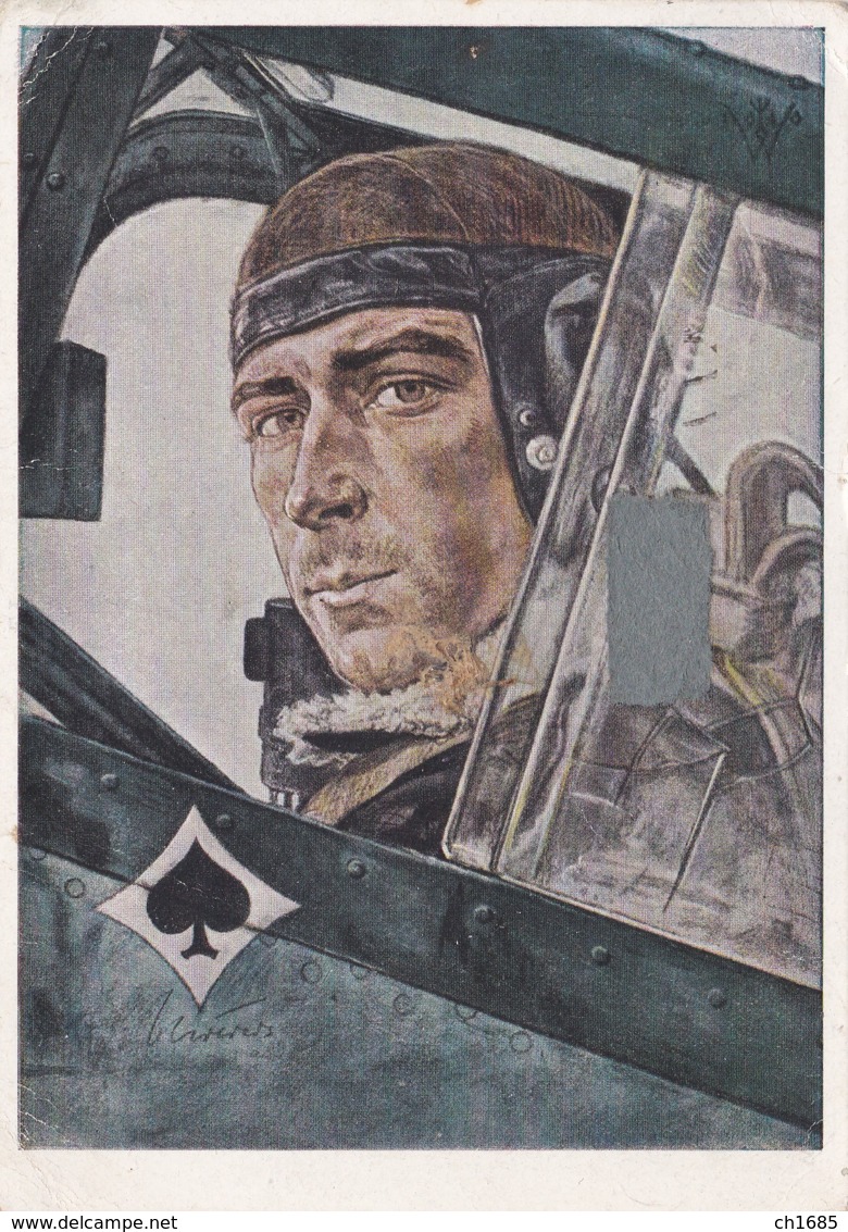 Oberst MÖLDERS  As De L'aviation Allemande . Illustration De W . Willrich . Cachet Allemand - Weltkrieg 1939-45