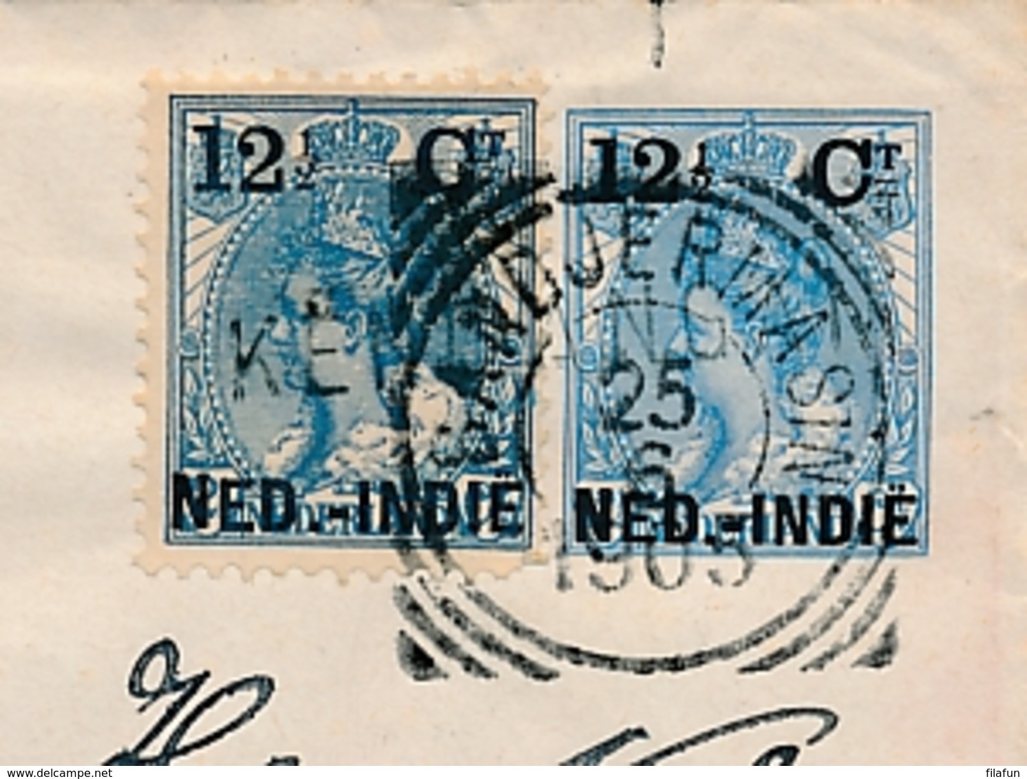 Nederlands Indië - 1905 - 12,5 Cent Bontkraag, Envelop G15 + 12,5 Cent Als R-cover Van L KENDANGAN Naar Scheveningen - Nederlands-Indië