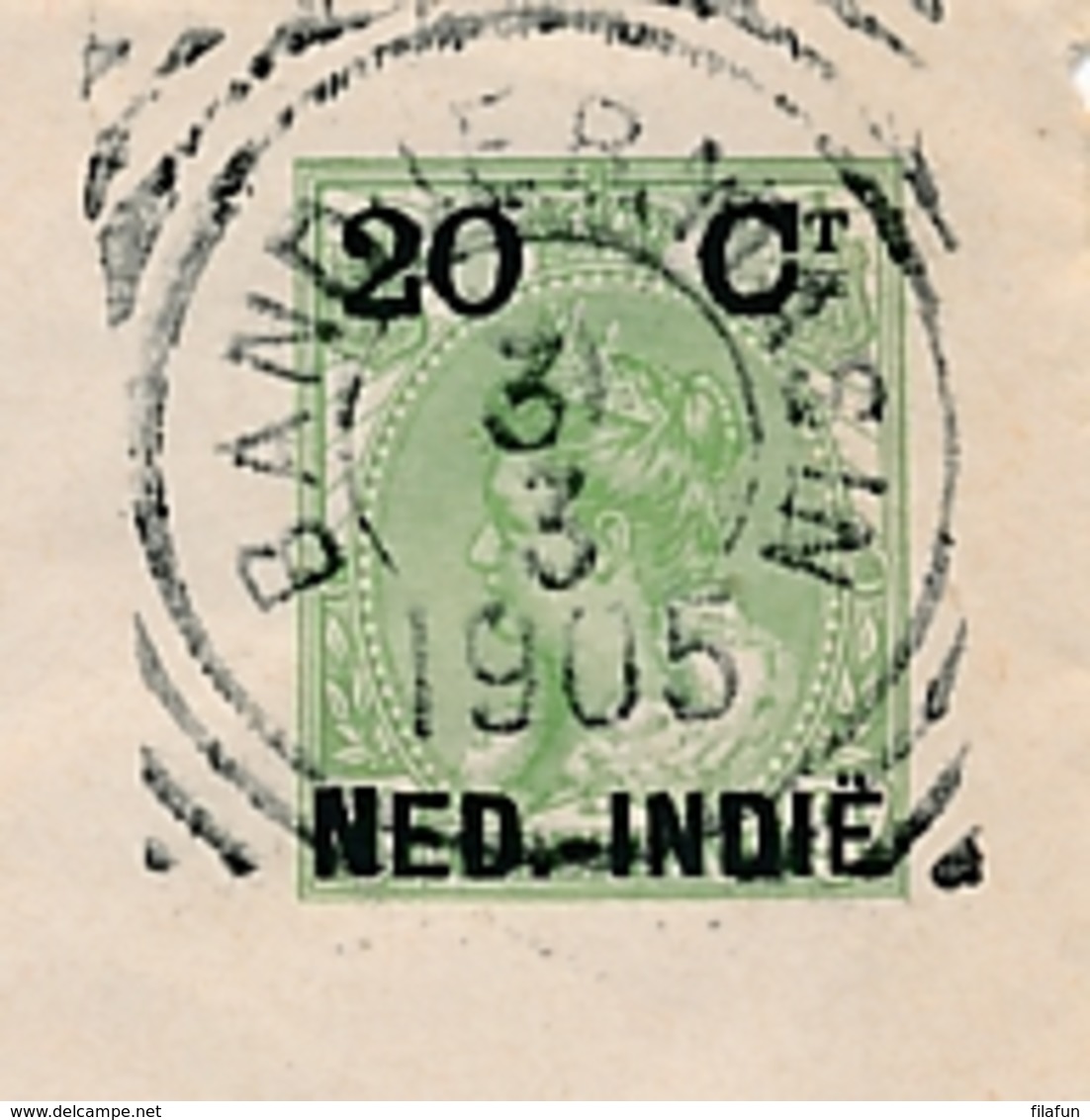 Nederlands Indië - 1905 - 20 Cent Bontkraag, Envelop G17 Als R-cover Van Prioktjahoe Via VK Bandjermasin Naar Kendangan - Nederlands-Indië