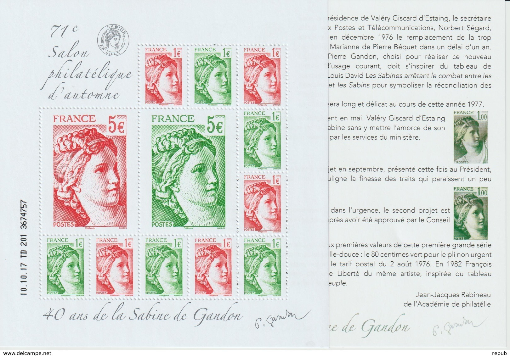 France 2017 Bloc Sabine F5179 Neuf ** MNH Dans Sa Pochette D'origine - Ongebruikt