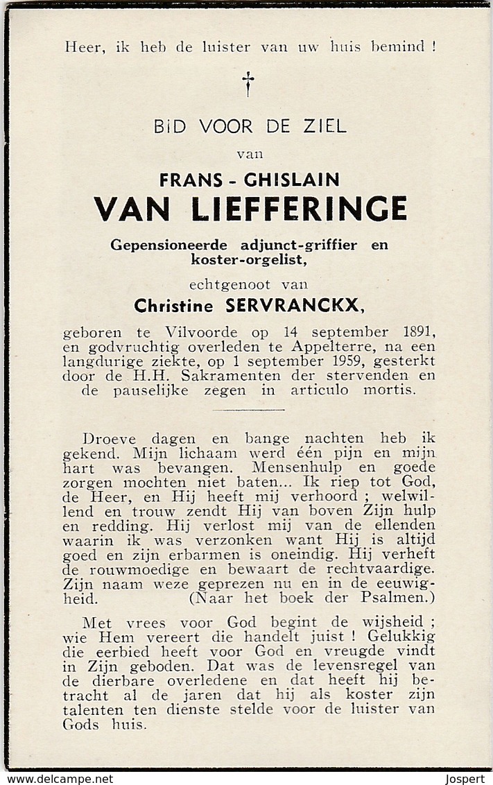 Vilvoorde, Appelterre, Frans Van Liefferinge, Servranckx - Devotion Images