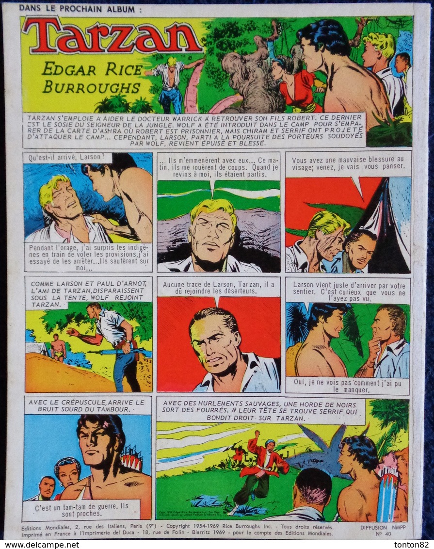 TARZAN - N° 40 - Éditions Mondiales - Del DUCA - ( 1969 ) . - Tarzan