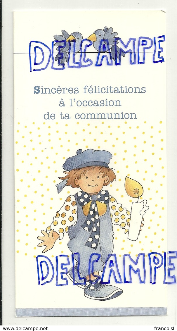 Sincères Félicitations à L'occasion De Ta Communion. Petit Garçon, Bougie, Oiseaux. Signée Jaklien Lannoo-Graphics - Communion