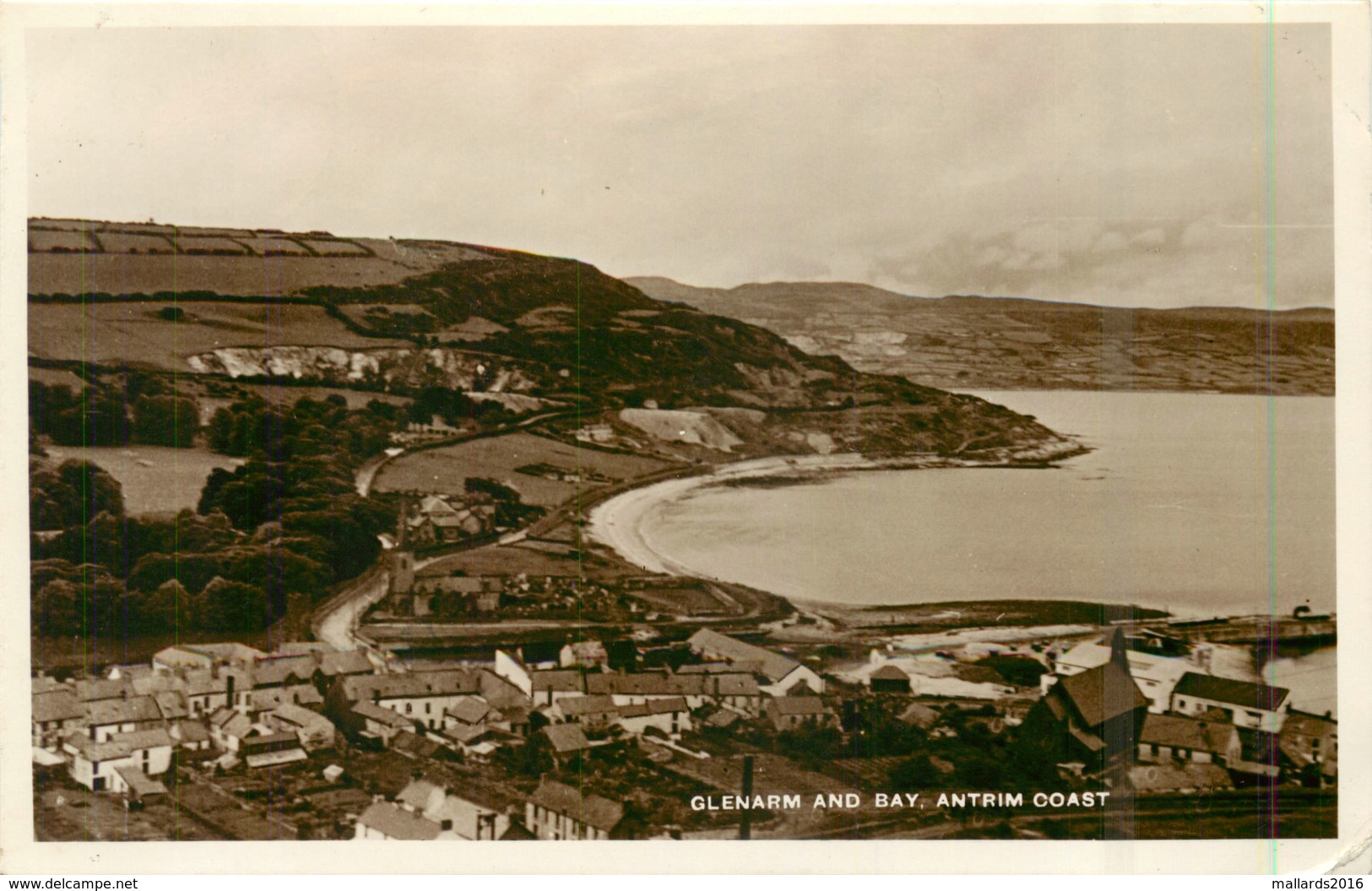 GLENARM & BAY, ANTRIM COAST + OLD REAL PHOTO POSTCARD POSTED 1939 #84177 - Antrim