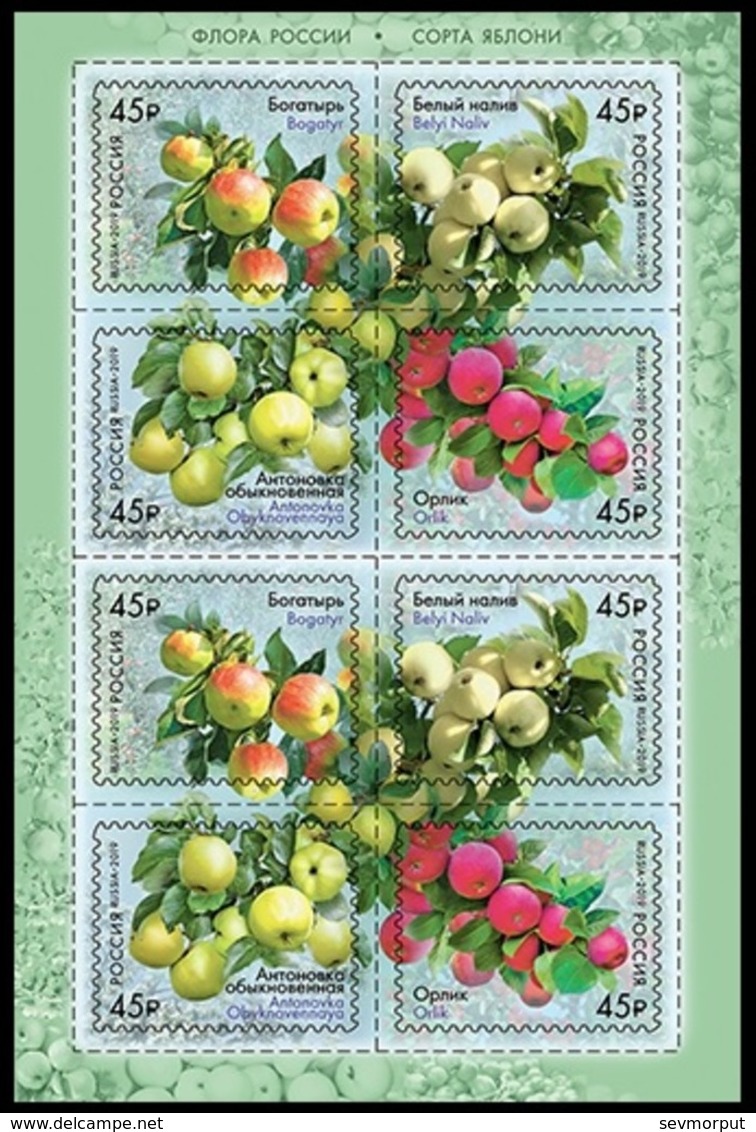 RUSSIA 2019 Sheet MNH ** VF Mi 2673-76 APPLE AGRICOLE AGRICULTURE APPLES POMME APFEL FRUIT FRUITS PLANT PLANTS 2456-59 - Blocs & Hojas