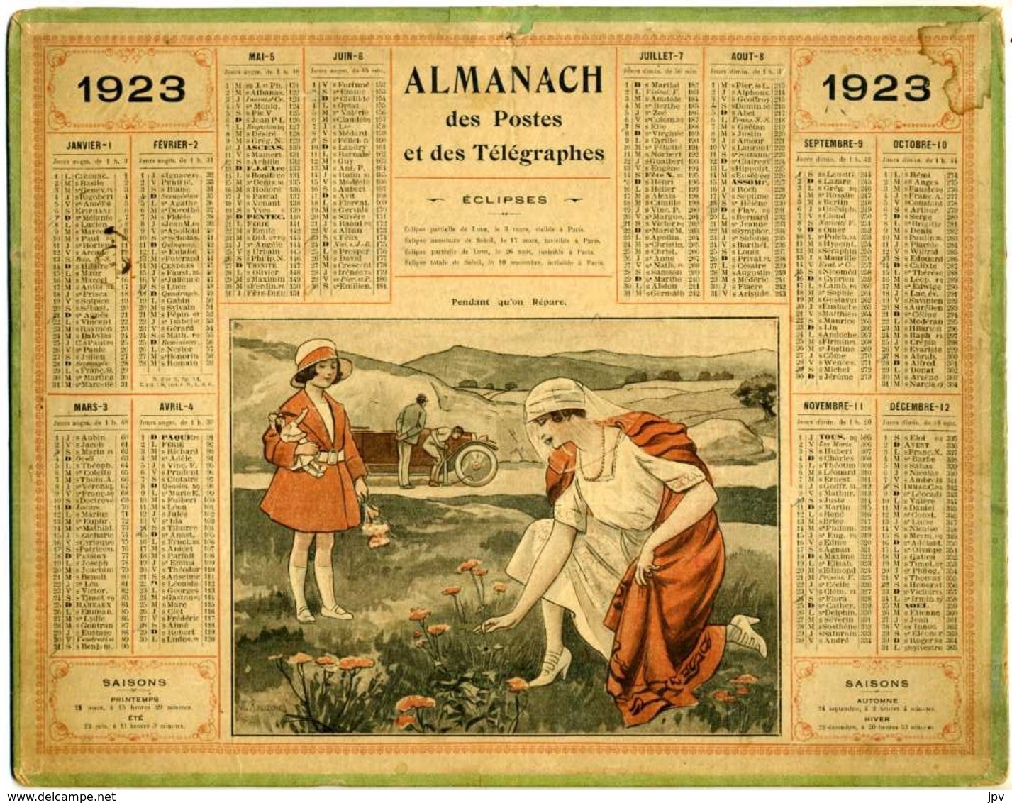 1923 - Rhône - Complet 2 Feuillets - Carte Colorée Au Crayon (voir Scan) - Grand Format : 1921-40