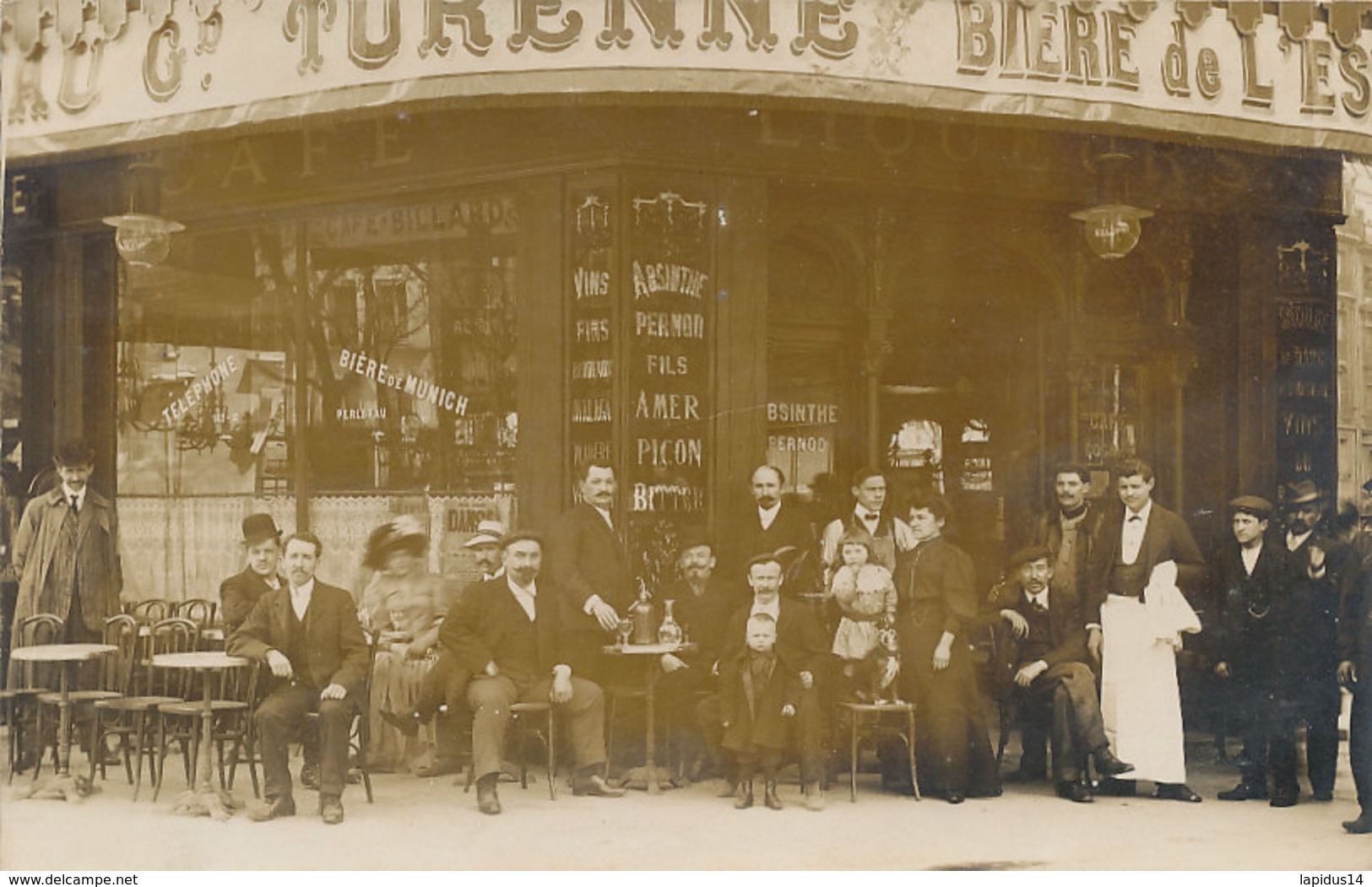 AM 817 / CARTE PHOTO -   CAFE  RESTAURANT AU GRAND TURENNE BIERE DE L'EST  ??? PEU ETRE RUE DU TEMPLE??PARIS  (A SITUER) - A Identifier