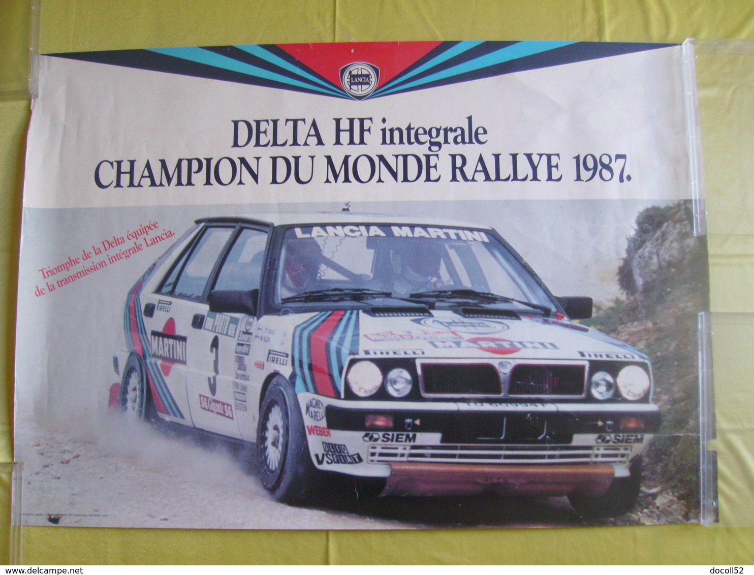 Affiche De Concessionnaire Lancia Delta HF Intégrale Martini Juha Kankkunen Champion Du Monde Rallye 1987 - Posters