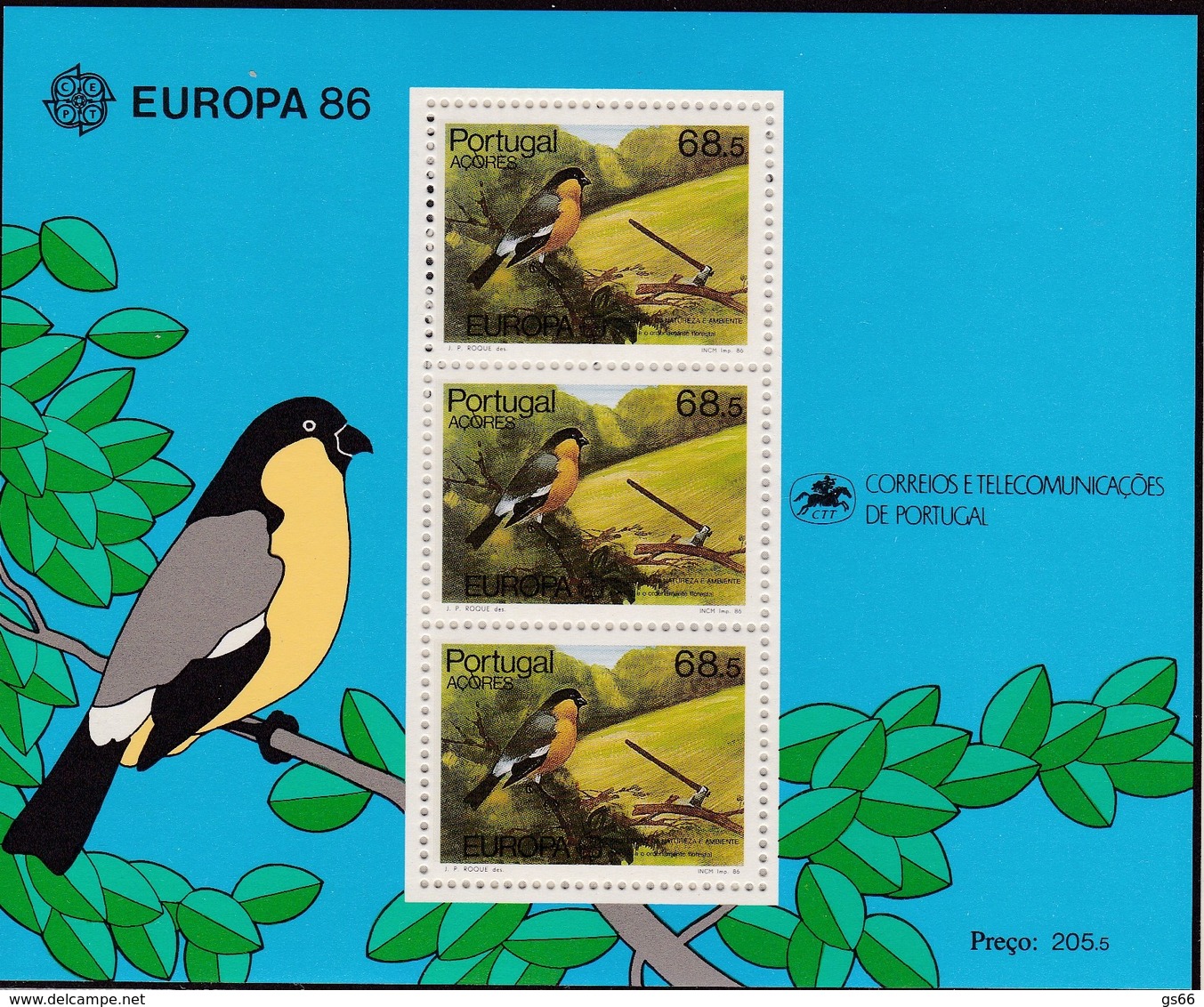 1986, Azoren, 376 Block 7, Europa: Natur- Und Umweltschutz. MNH ** - Azores
