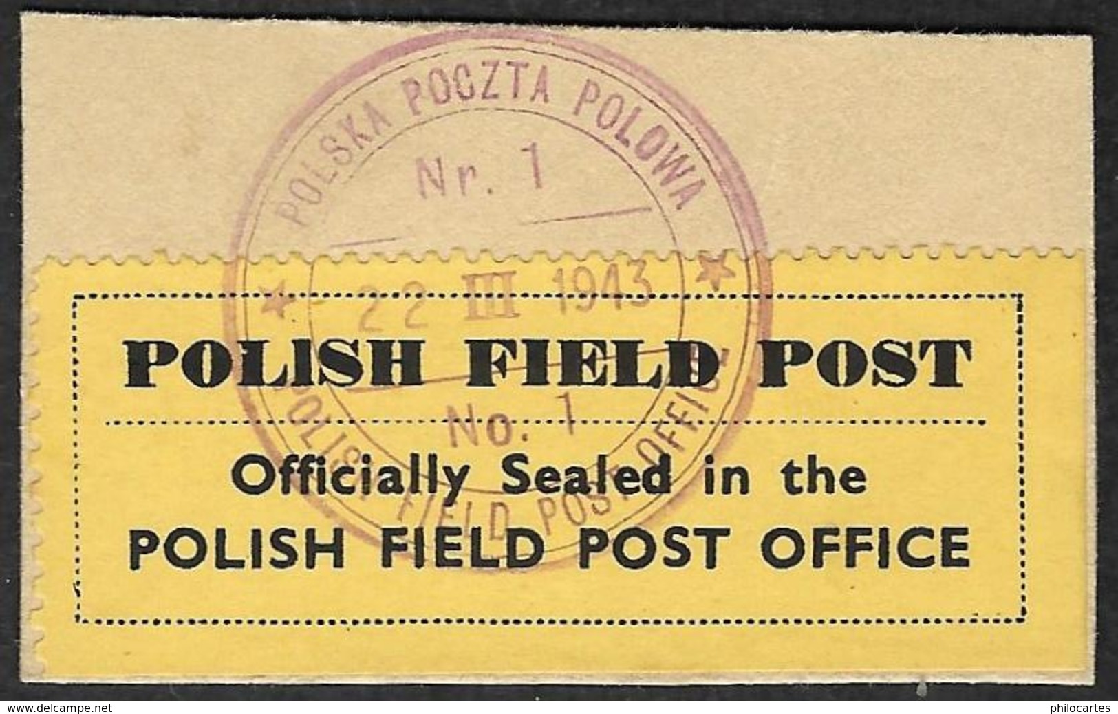 POLOGNE  1943 -    Polish Field Post Office - - Governo Di Londra (esilio)