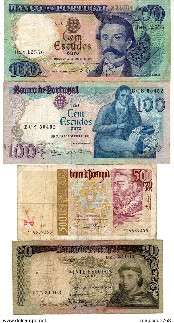 10 Billets Du Portugal- 3 Billets De 100 Escudos:1 Du 30-11-65 Et 2 Du 20-09-78 2 Billets De 100 Escudos:1 Du 02-09-80 E - Portugal