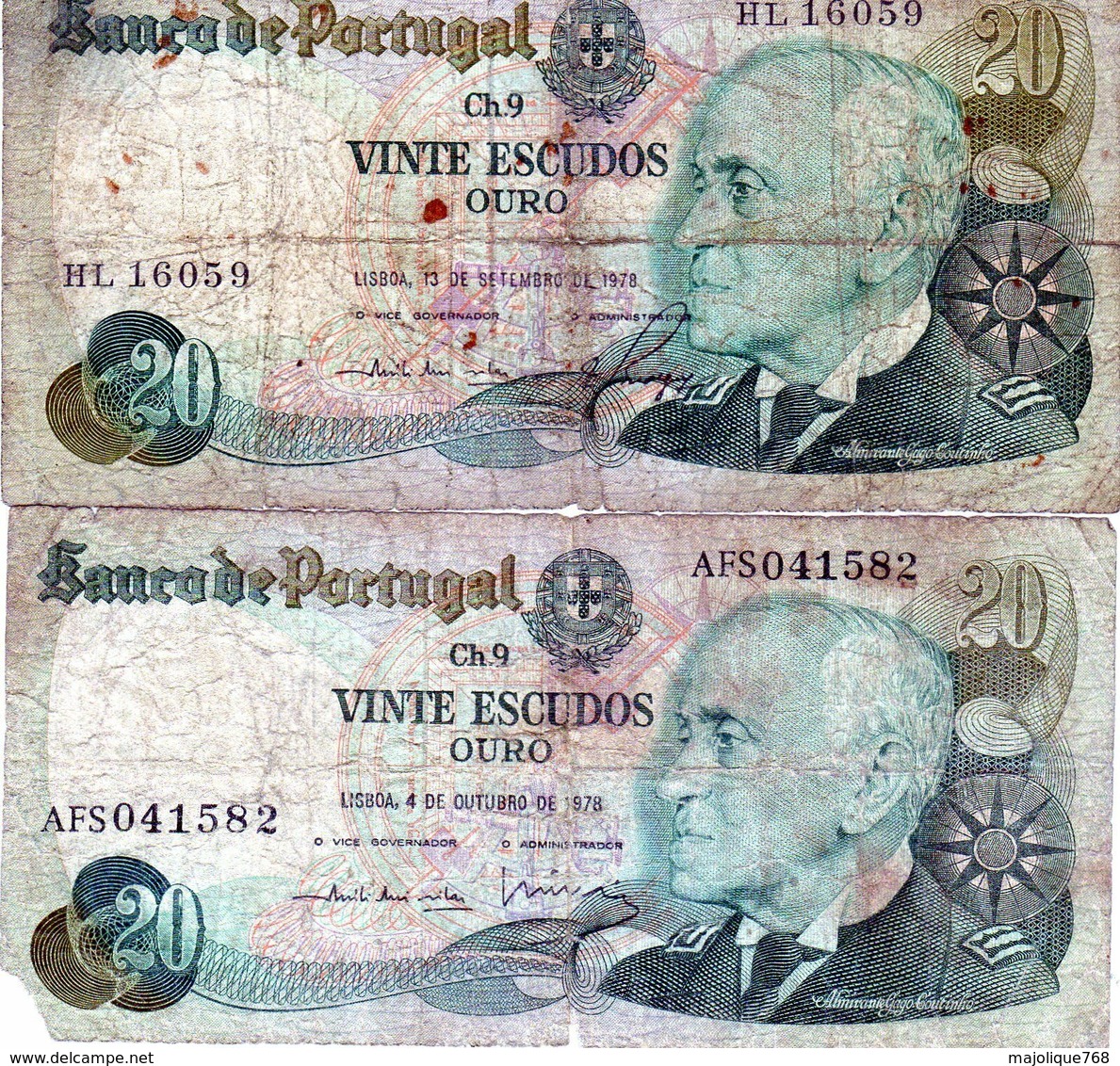 10 Billets Du Portugal- 3 Billets De 100 Escudos:1 Du 30-11-65 Et 2 Du 20-09-78 2 Billets De 100 Escudos:1 Du 02-09-80 E - Portugal