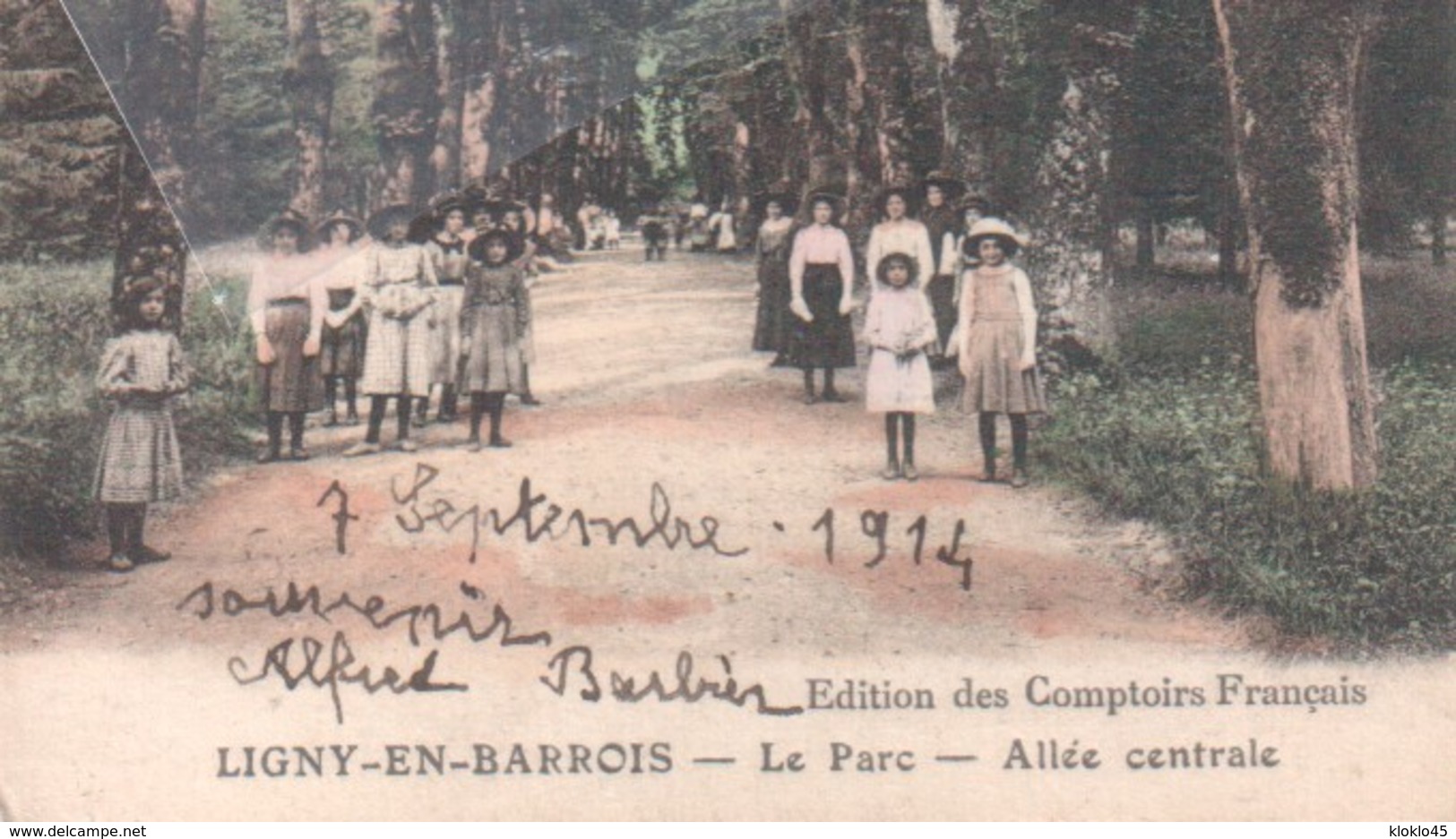 55 LIGNY EN BARROIS ( Meuse ) - Le Parc - Allée Centrale - Animé Groupe De Jeunes Filles ... - CPA Couleur - Ligny En Barrois