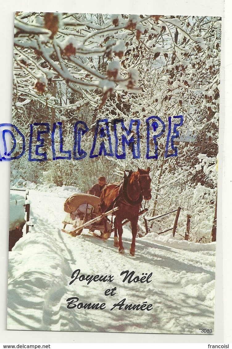 Carte De Voeux. Joyeux Noël Et Bonne Année. Photographie. Traineau Tiré Par Un Cheval - Autres & Non Classés