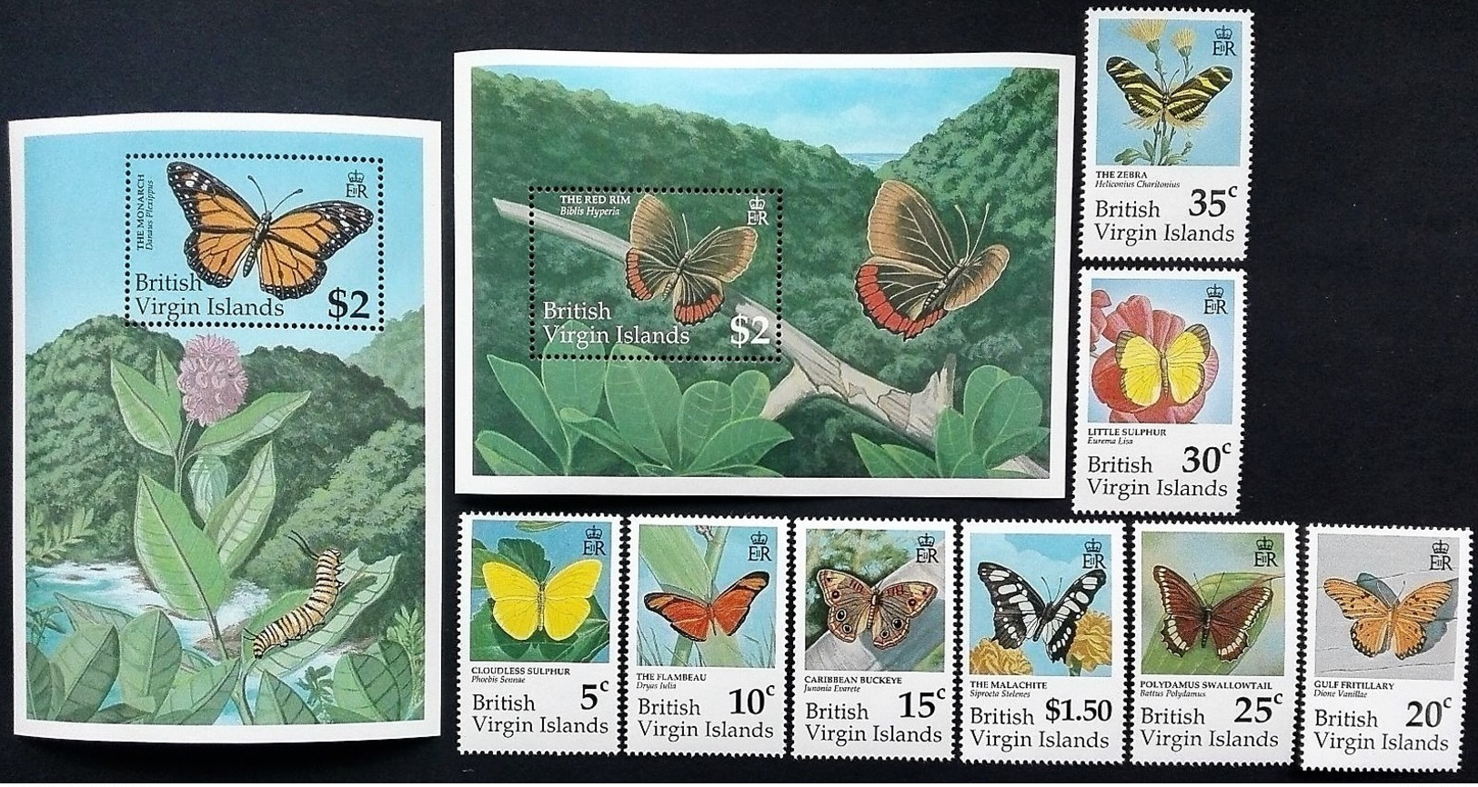 # British Virgin Islands 1991**Mi.729-38  Butterflies , MNH [20;29] - Farfalle