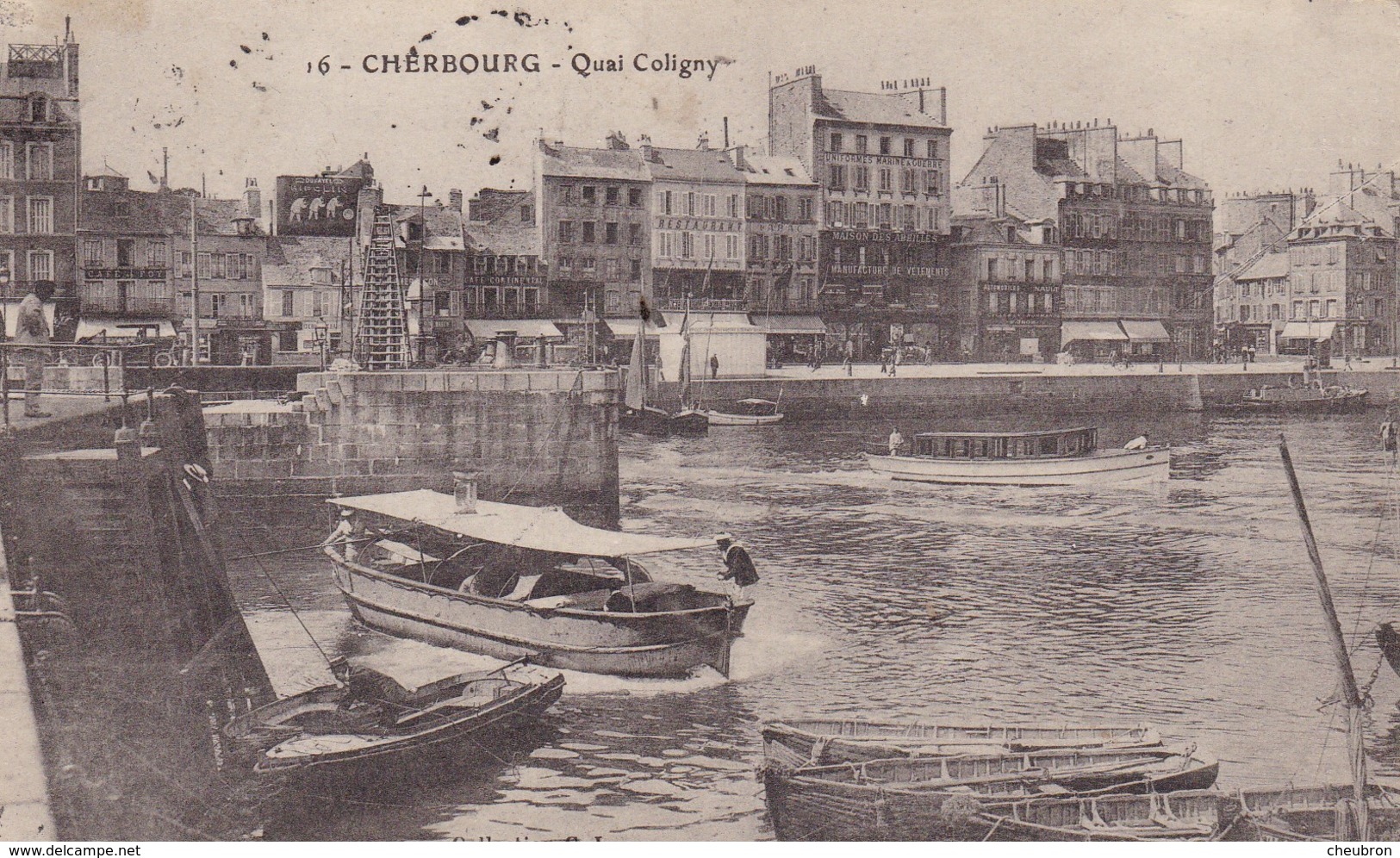 50. CHERBOURG. CPA . QUAI COLIGGNY  ANNÉE 1919 + TEXTE - Cherbourg
