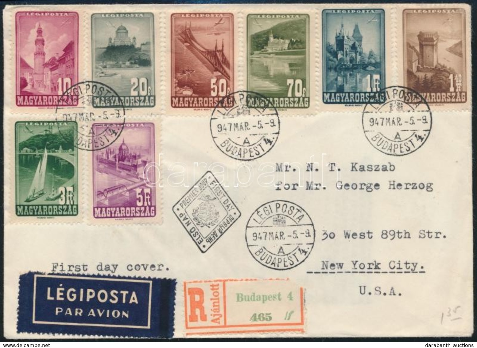 1947 Repülő Sor Ajánlott FDC-n, Szép állapotban R! - Andere & Zonder Classificatie