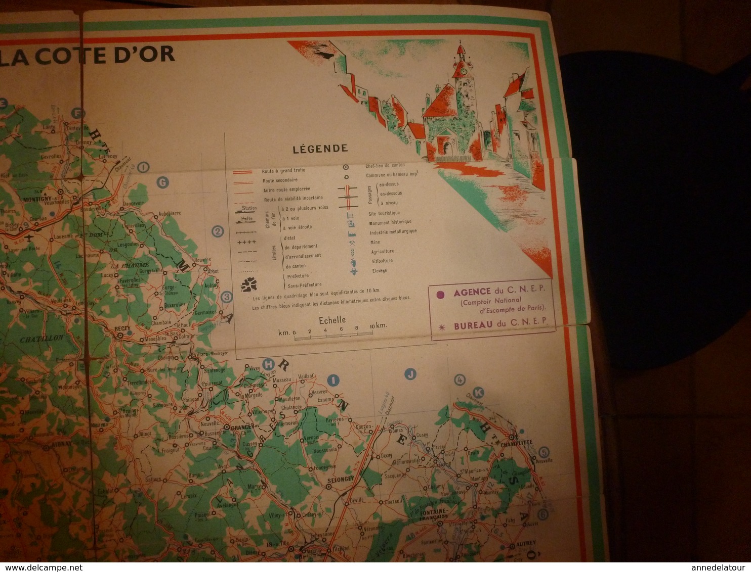 Vers 1955  CARTE GUIDE Ancienne De La CÔTE D'OR , Avec Descriptif Et Liste Des Communes De Plus De 250 Habitants - Autres & Non Classés