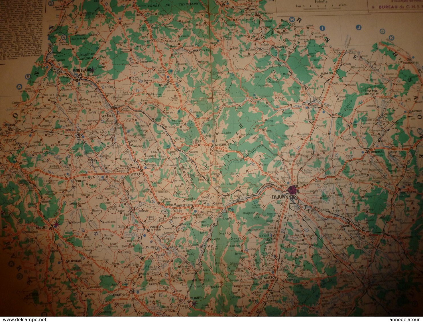 Vers 1955  CARTE GUIDE Ancienne De La CÔTE D'OR , Avec Descriptif Et Liste Des Communes De Plus De 250 Habitants - Autres & Non Classés