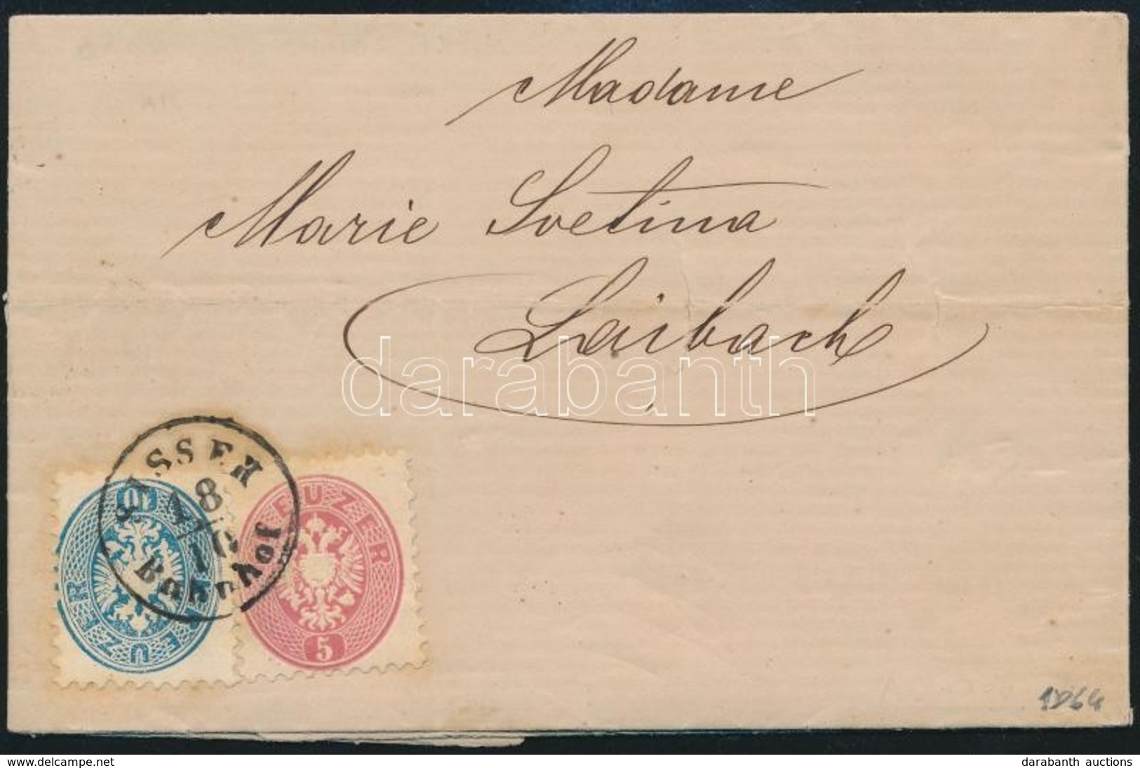 1864 5kr + 10kr Levélen 'SISSEK BAHNHOF' - Laibach - Other & Unclassified