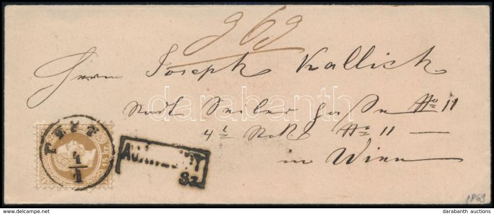 1869 15kr Ajánlott Levélen ,,PEST' - Other & Unclassified