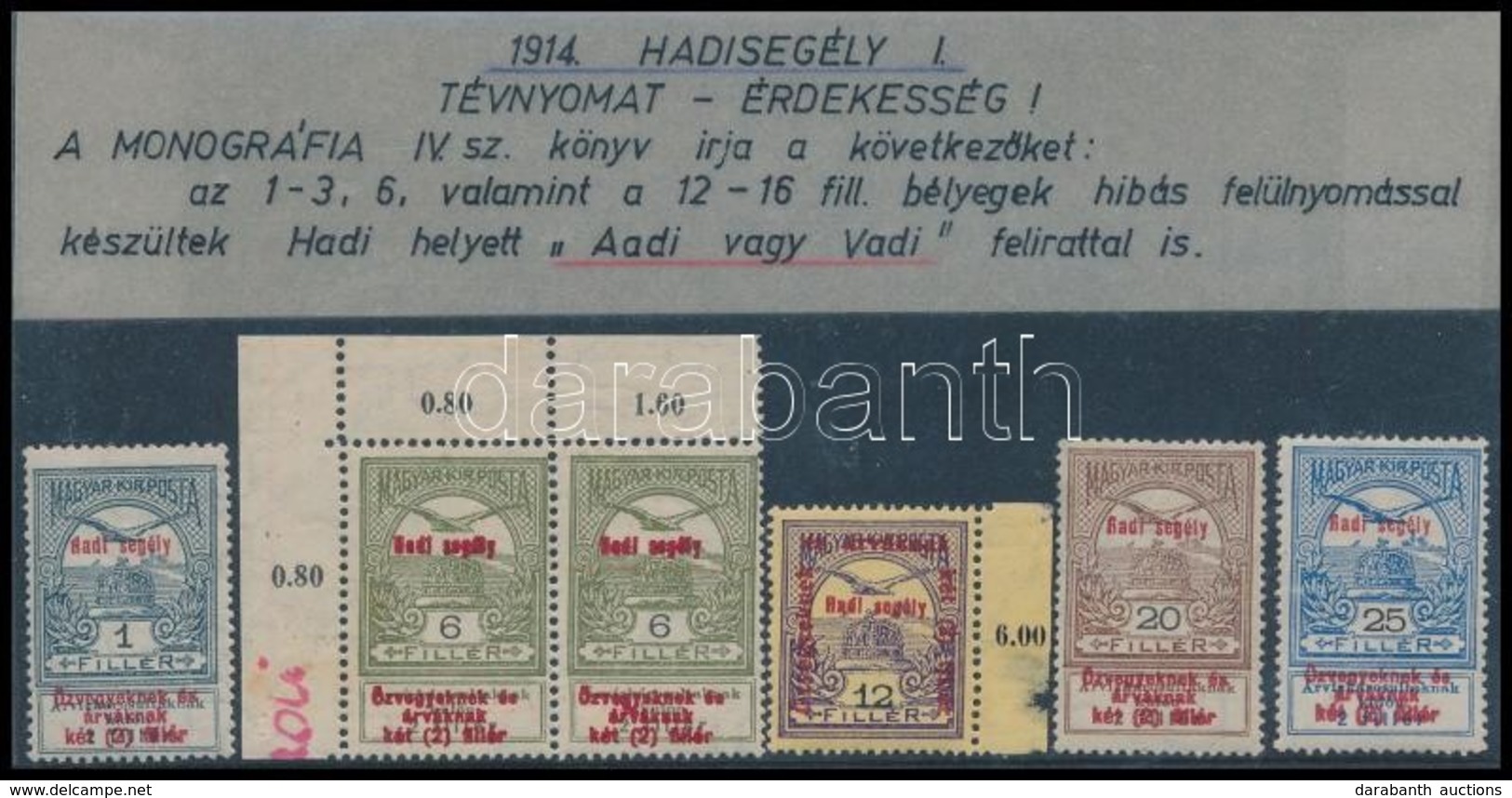 ** 1914-1915 Hadisegély I.-II. 6 Db Bélyeg Nyomási Eltérésekkel - Other & Unclassified