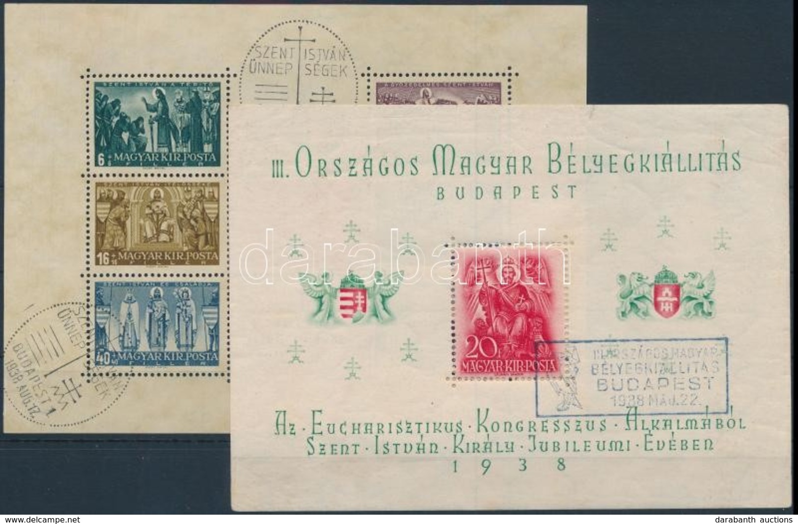O 1938 ORBÉK és Szent István Blokkok (12.000) (ORBÉK-on Pici Szakadás Felül / Small Tear Above) - Other & Unclassified
