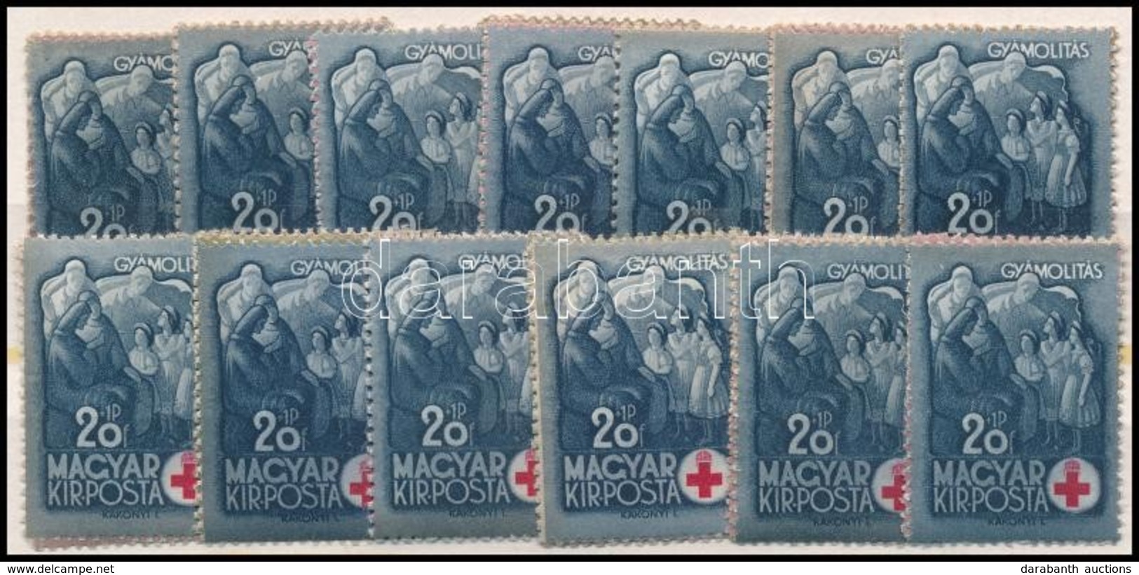 ** 1942 13 Db Vöröskereszt (I.) Sor (10.400) - Autres & Non Classés