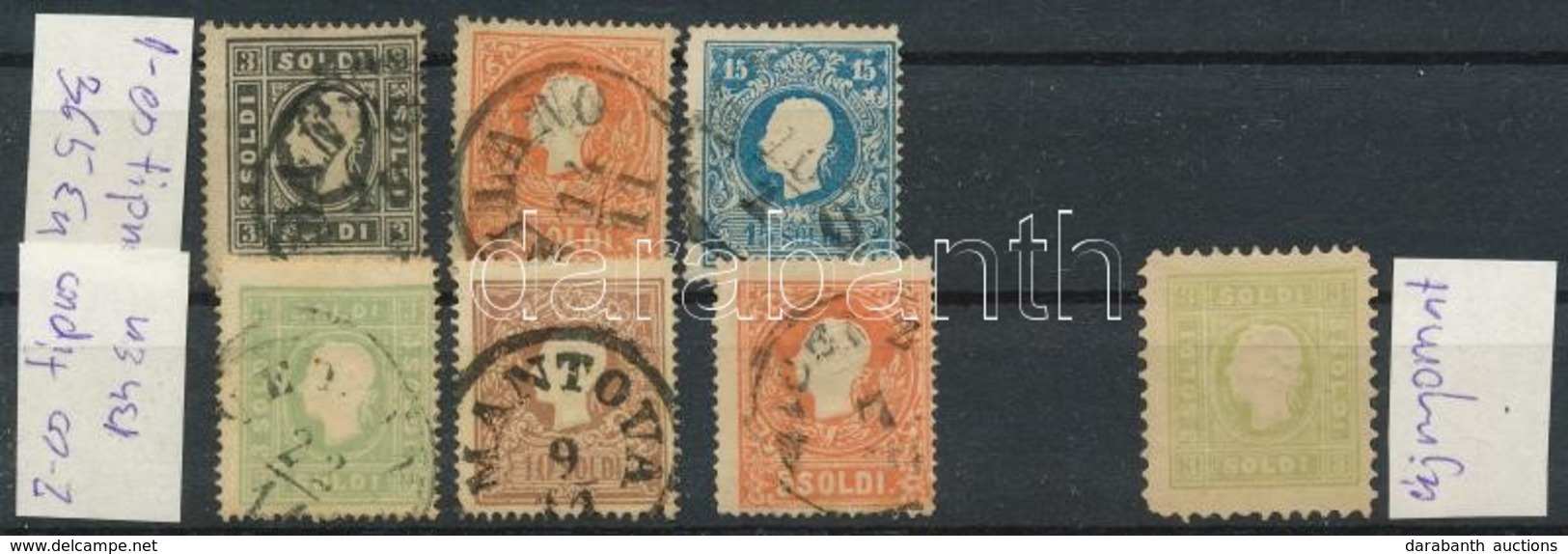 O Ausztria Lombardo-Venetia 1858 6 Db Klf Bélyeg + 1 újnyomat (Mi EUR 499,-) - Other & Unclassified