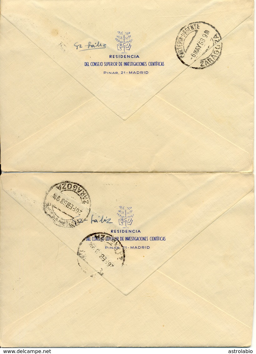 2 Cartas URGENTES De Madrid A Zaragoza 1953 Conservan Texto Ver 2 Scan - Special Delivery