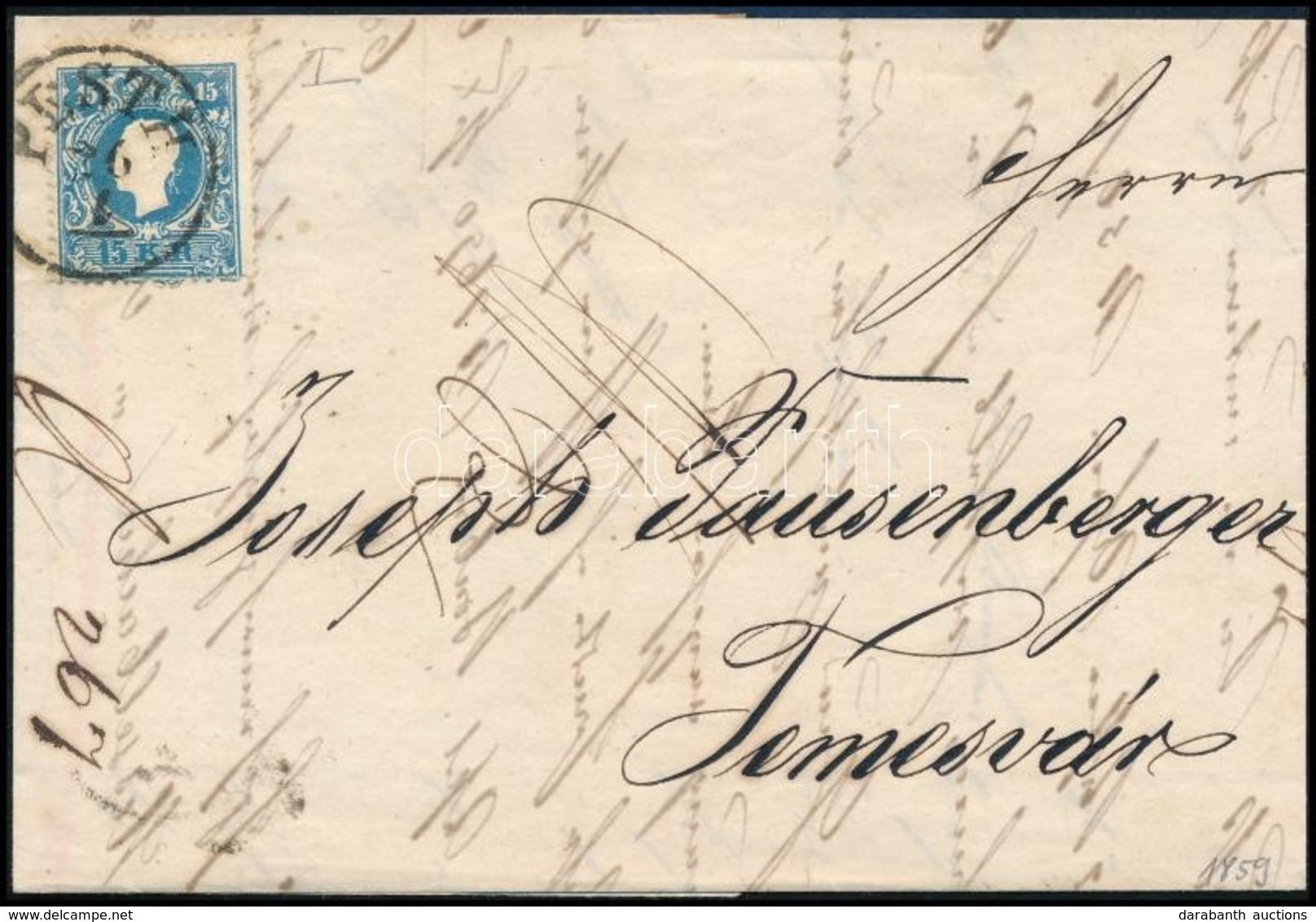 1858 15kr I Levélen 'PESTH' - 'TEMESVÁR' - Other & Unclassified