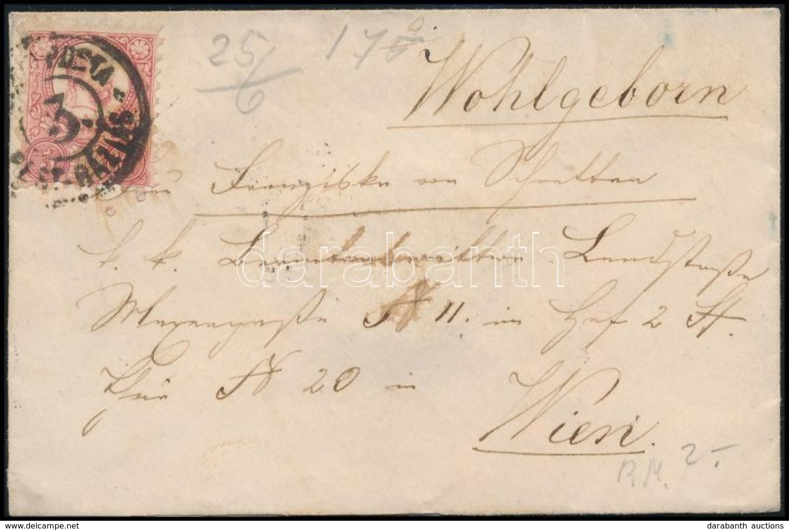 1871 Réznyomat 5kr Levélen ,,PEST-BÁZIÁS' Mozgóposta - Autres & Non Classés