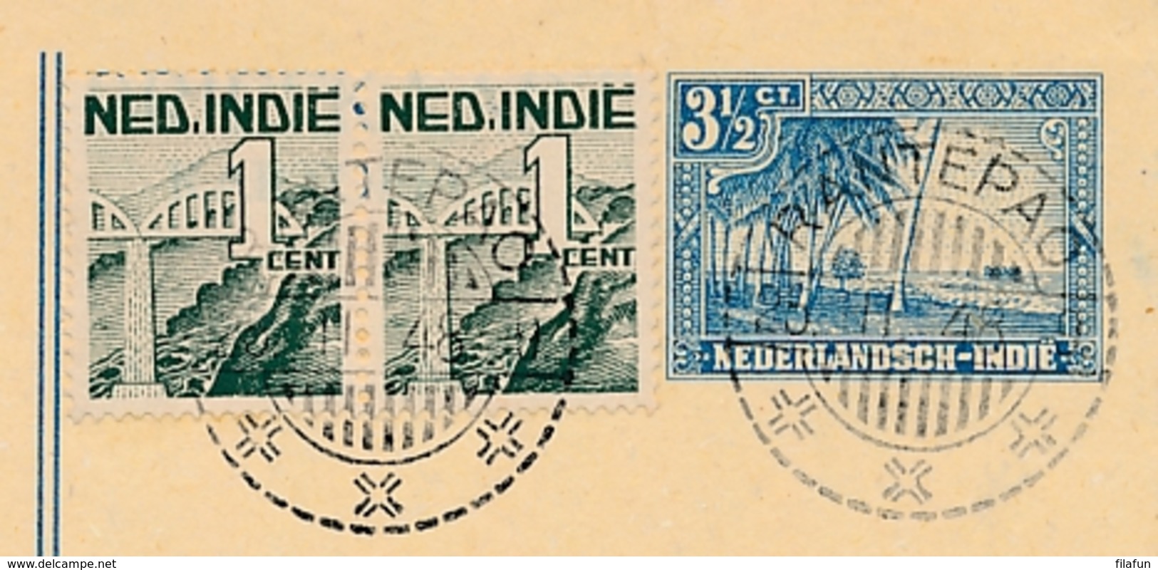 Nederlands Indië - 1948 - LB RANTEPAO Op 3,5 Cent Strand Met Palmbomen, Briefkaart G75 + 2 Cent Naar Makasser - Nederlands-Indië