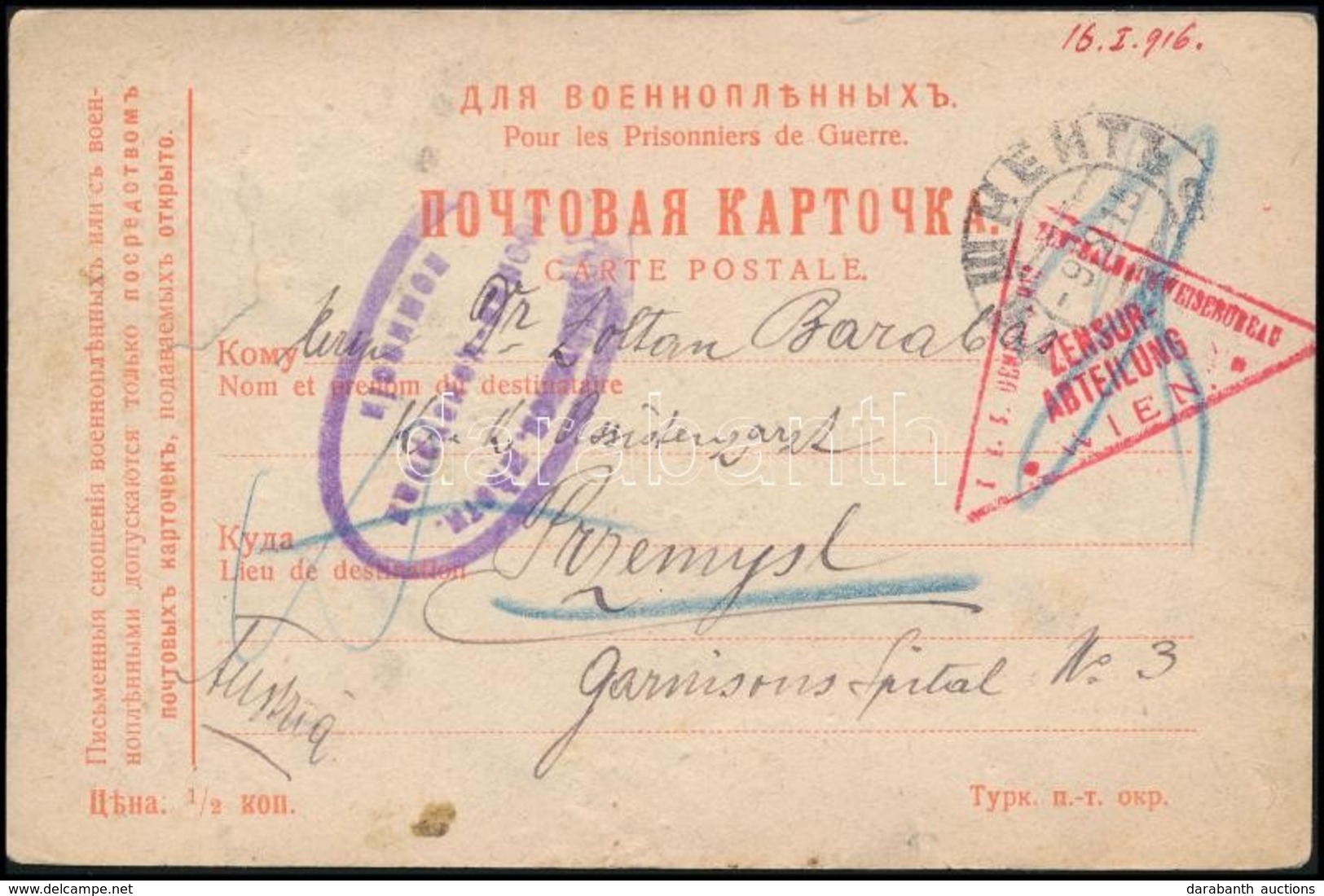 1915 Hadifogolylap Taskentből Przemyslybe - Other & Unclassified