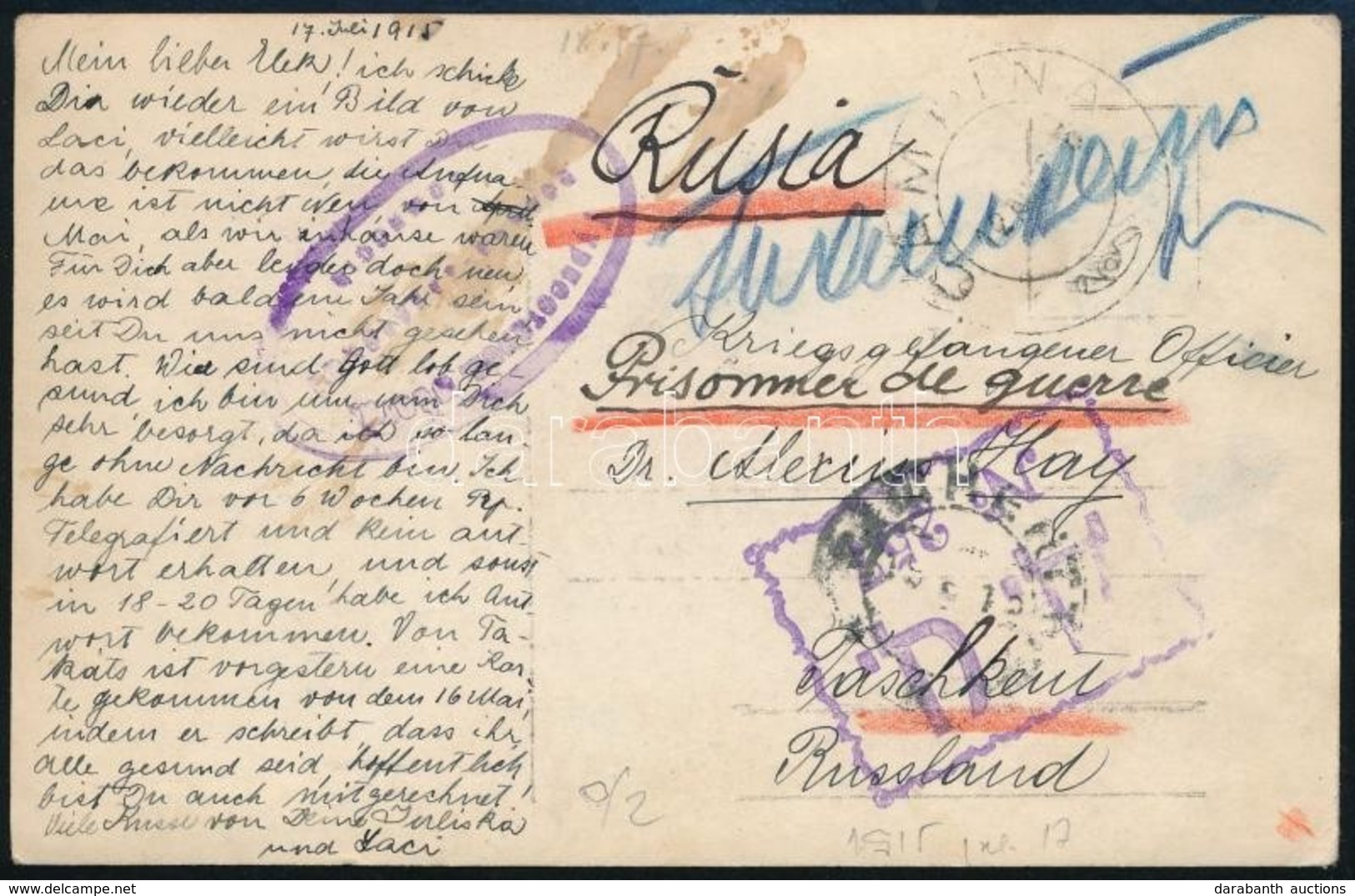 1915 Orosz Hadifogoly Képeslap 4 Féle Bélyegzéssel A Fogoly Táborba Küldve - Other & Unclassified
