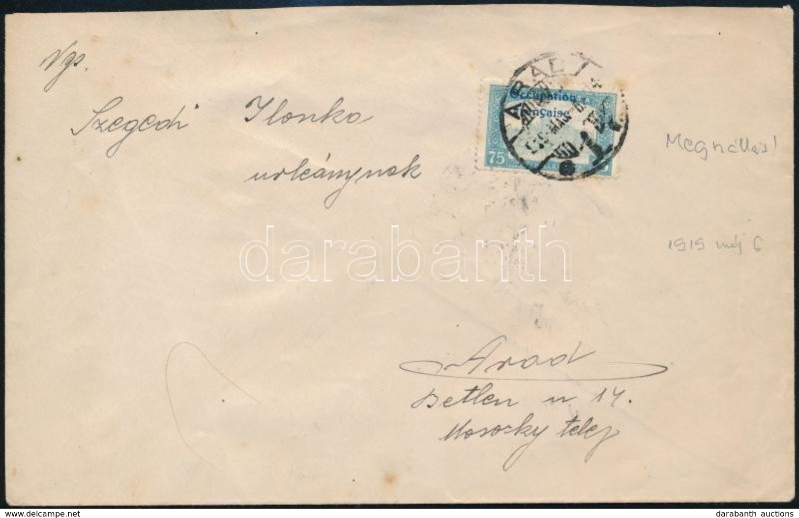 Arad 1919  Helyi Levél Parlament 75f Bérmentesítéssel, Garancia Nélkül - Other & Unclassified
