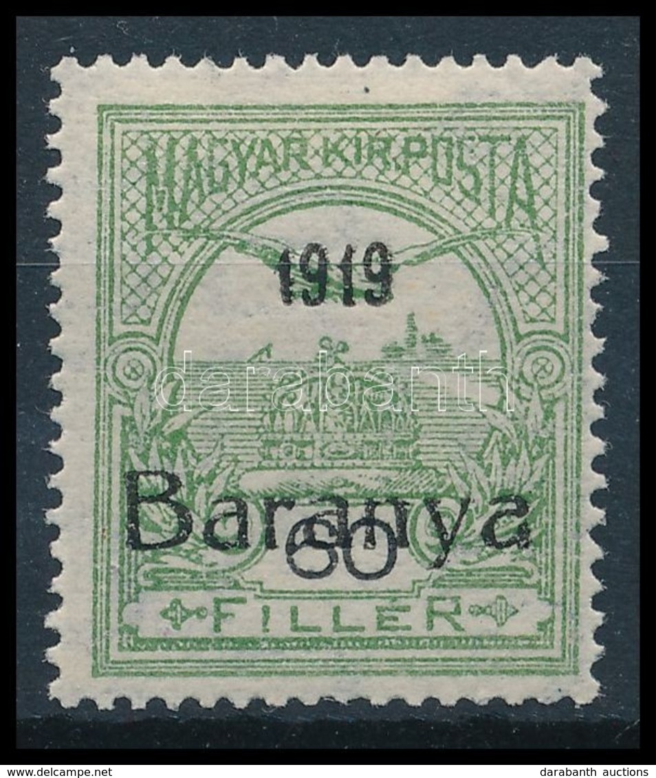 * Baranya 1919 Turul 60f Próbanyomat Fekete Felülnyomással, Antikva Számmal, Miertl Garanciabélyegzéssel (összesen 60 Db - Other & Unclassified