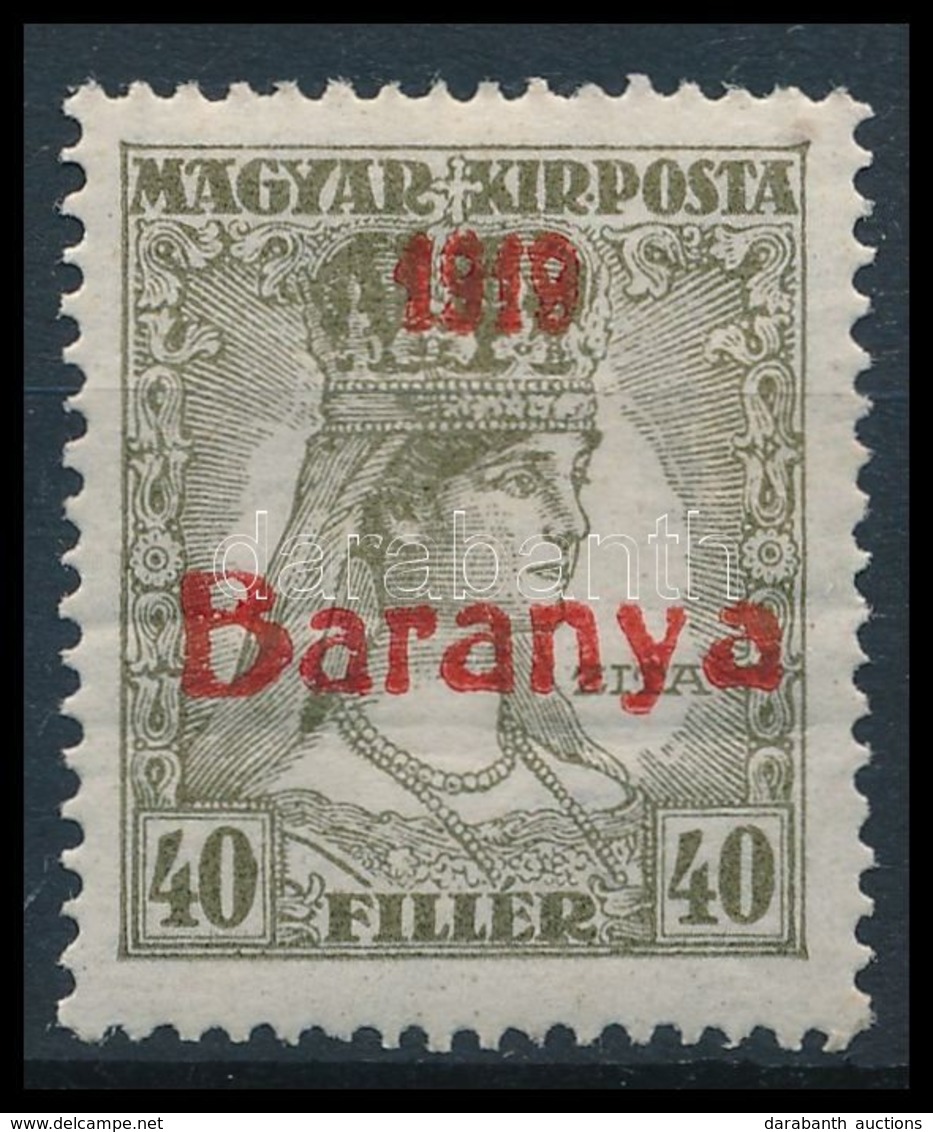 * Baranya I. 1919 Zita 40f Cinóber Felülnyomással, Antikva Számmal, Garancia Nélkül (48.000) - Other & Unclassified