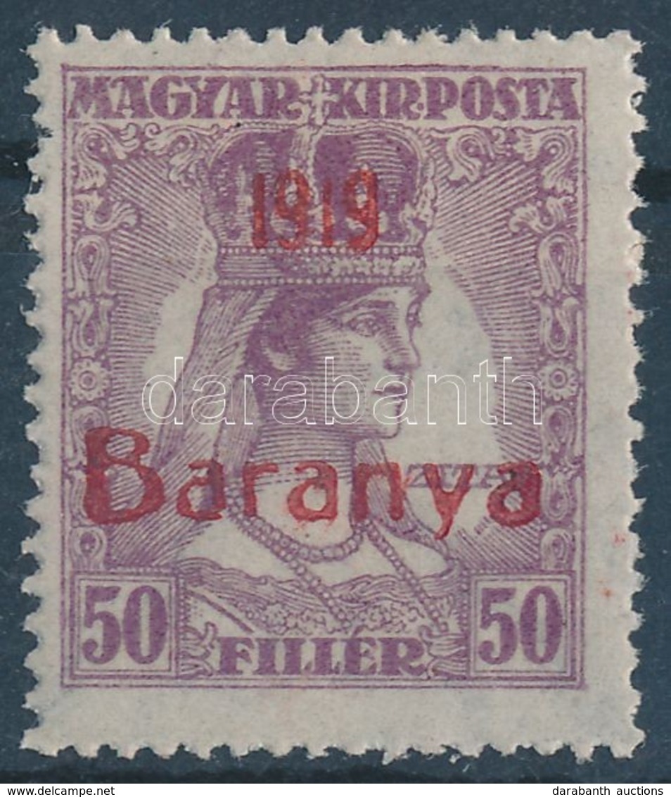 ** Baranya I. 1919 Zita 50f Vörös Felülnyomással Próbanyomat, Garancia Nélkül (**35.000) - Other & Unclassified